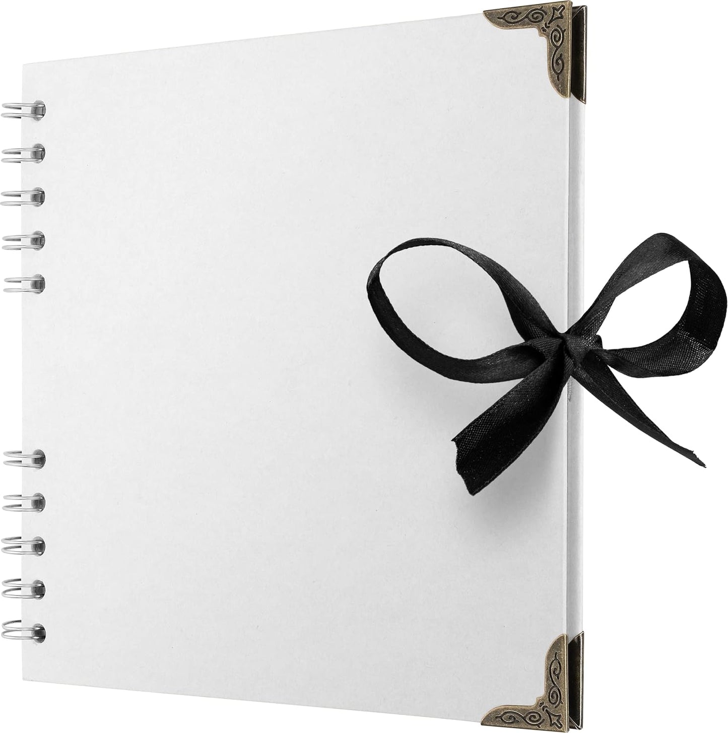 Bstorify Square Scrapbook Photo Albums 36 Pages (18 x 18 cm) White Thick Paper, Hardcover, Metal Corners, Ribbon Closure - Ideal for Your Scrapbooking Albums, Art & Craft Projects 7 x 7 Inch