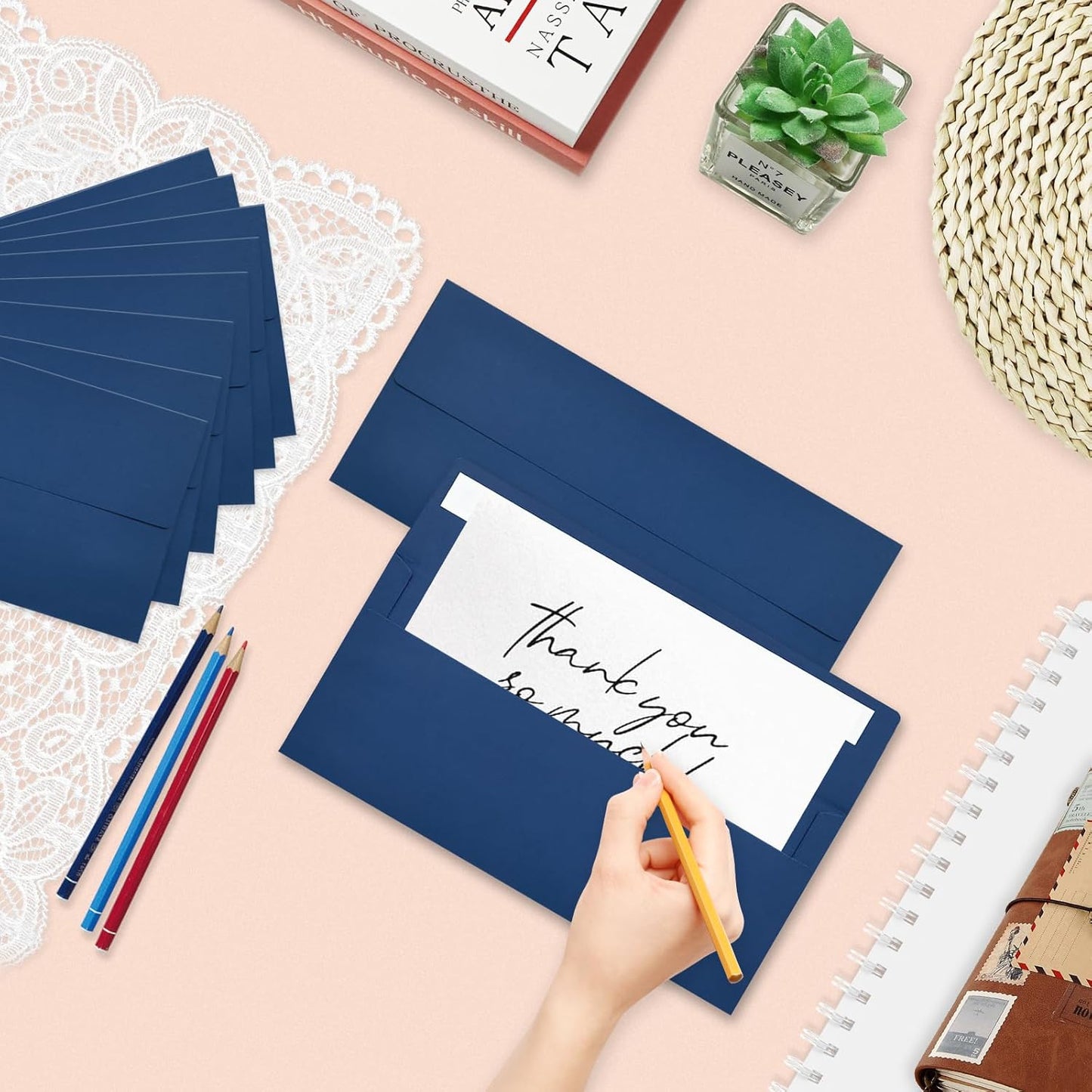 50 Pack #10 Business Envelopes, Navy Blue Standard Envelopes Self Seal, Letter Size Mailing Envelopes for Checks Letters Invoices Statements Birthday Graduation Wedding,4 1/8 x 9 1/2 Inch