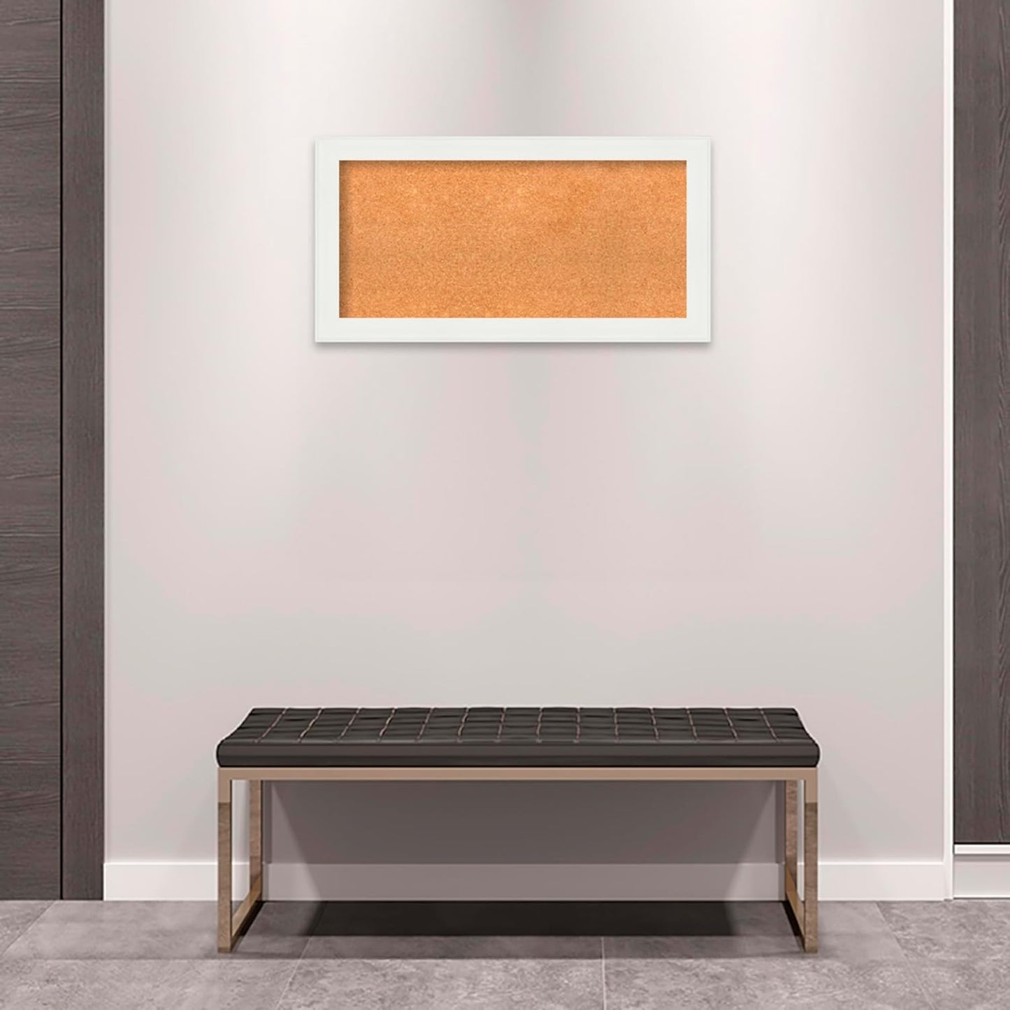 Amanti Art Natural Cork Board for Wall, 17x33 Vision Board with White Frame, Medium Corkboard Office Decor for Home Organization, Casual Corkboard Pinboard to Display Items for Home Organization in