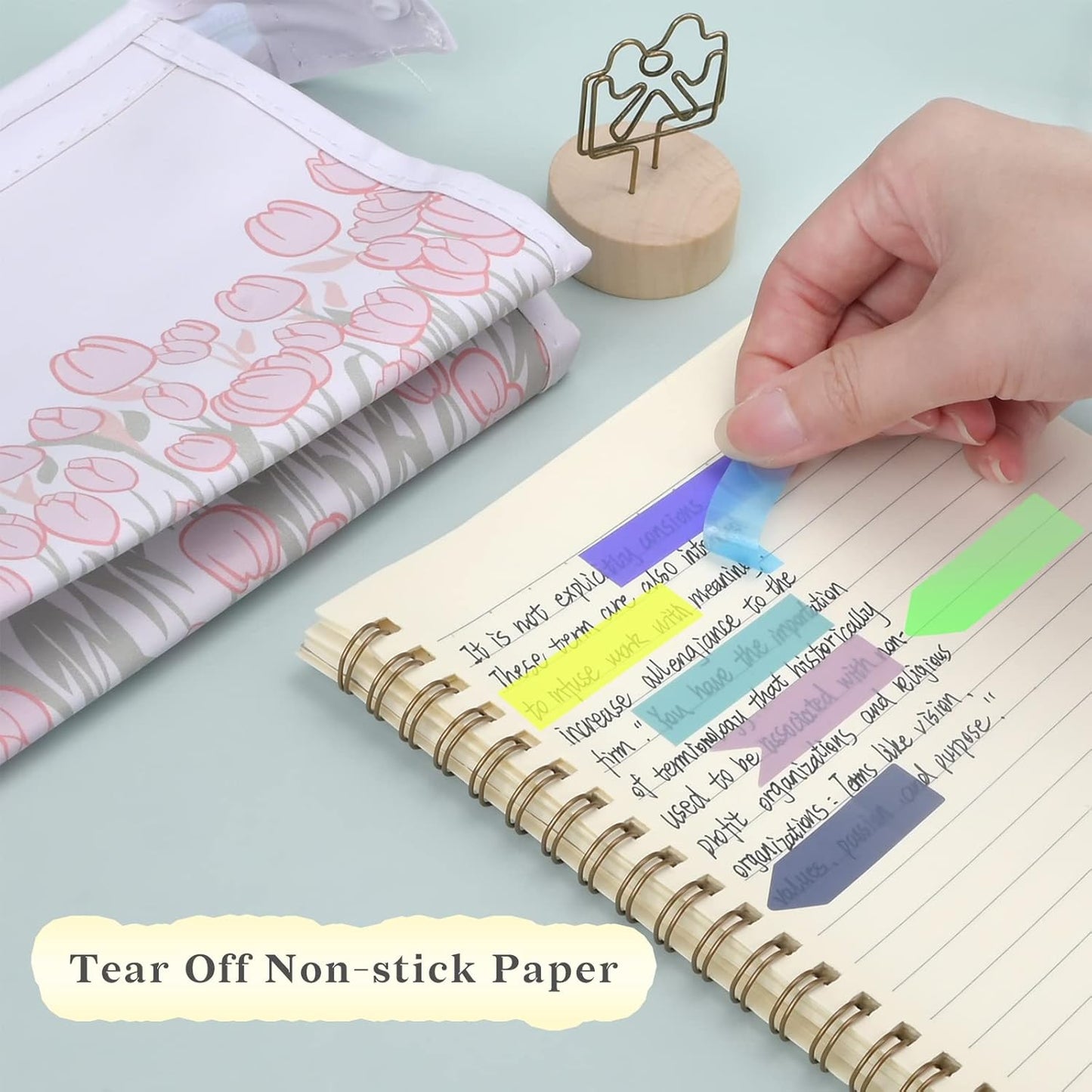 Temiary 1200 Pieces Transparent Sticky Index Tabs, Page Markers for Annotating Books, Translucent Arrow Flag Tab Colored Sticky Notes for Bookmarks Bible Tabs Notebook School Supplies