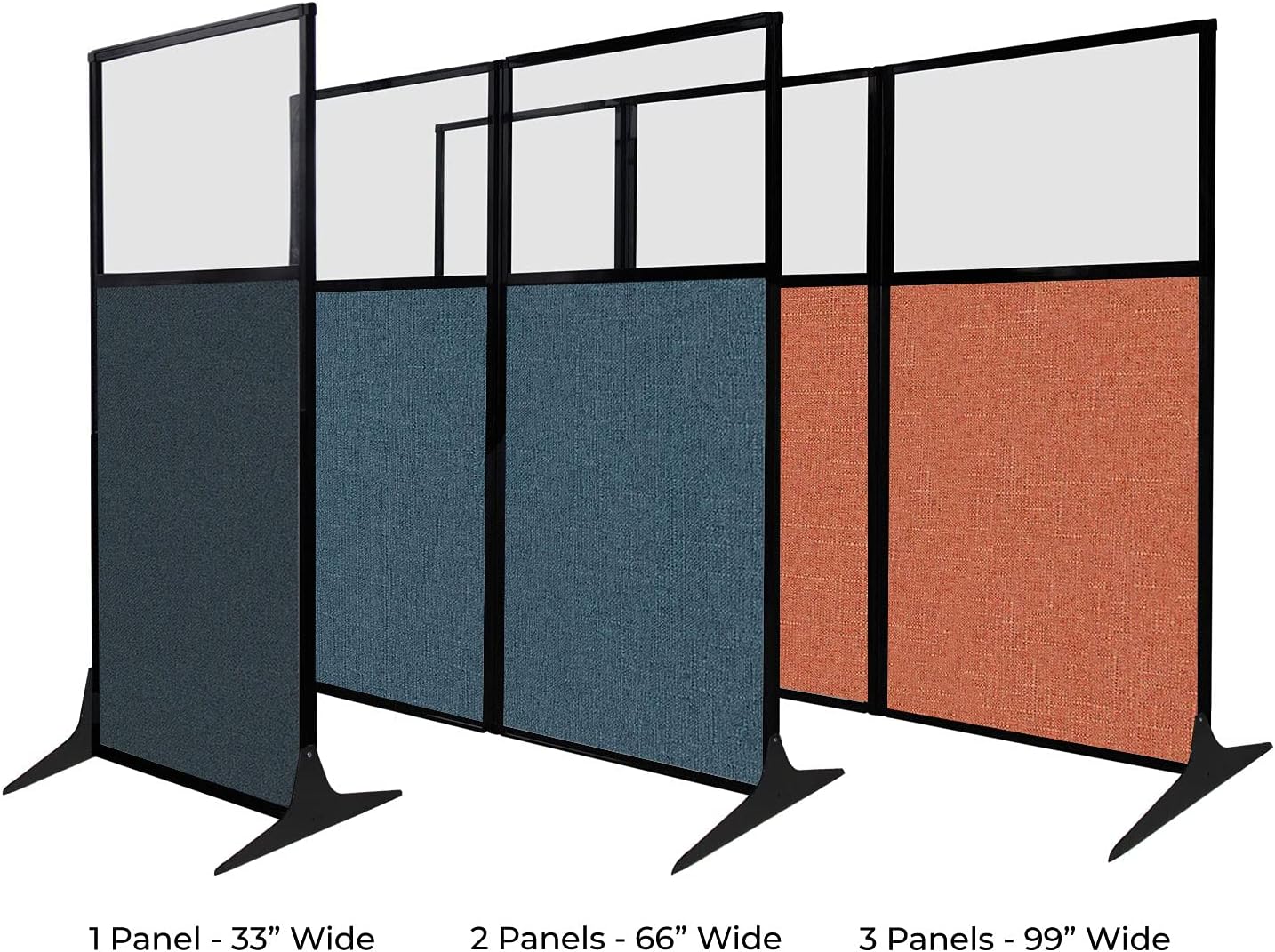 Versare Workstation Partition | Portable Wall Divider | Modern Office Cubicle | Free Standing Privacy Screen | Flexible Work Space | 99" x 70" Red Fabric Panels