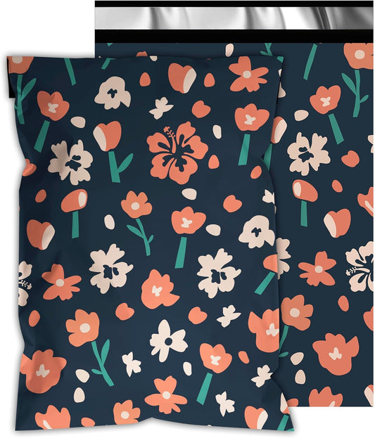 Poly Mailers 10x13 Inch 100 Pcs - Tulip printed Shipping Bags, 2.4mil Thickness, Waterproof and Tear Resistant Mailing Envelopes, Self-Sealing Packaging Bags for Small Business