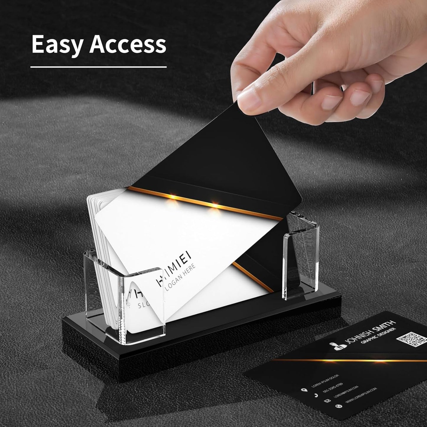 HIIMIEI Business Card Holder Acrylic: 6 Pack Business Card Display for Desk - Clear Business Card Stand for Office Reception Event Conference Room Desktop