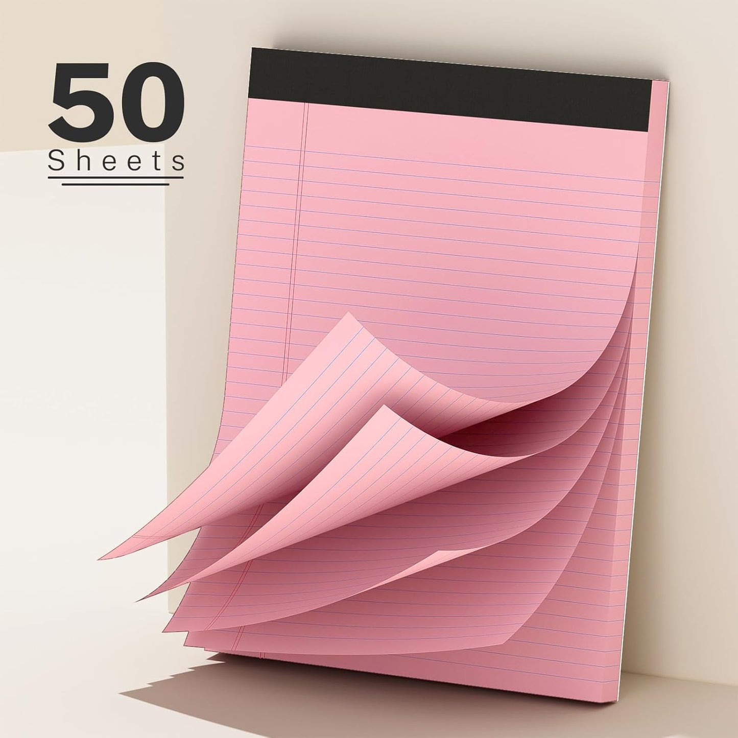 5 Pack Colored Legal Pads 8.5 x 11 College Ruled Paper Note Pads Narrow Ruled 50 Sheets per Notepad Perforated Writing Pad Durable Sturdy Back 8x11 Pads of Paper Pink Purple Blue Green Yellow