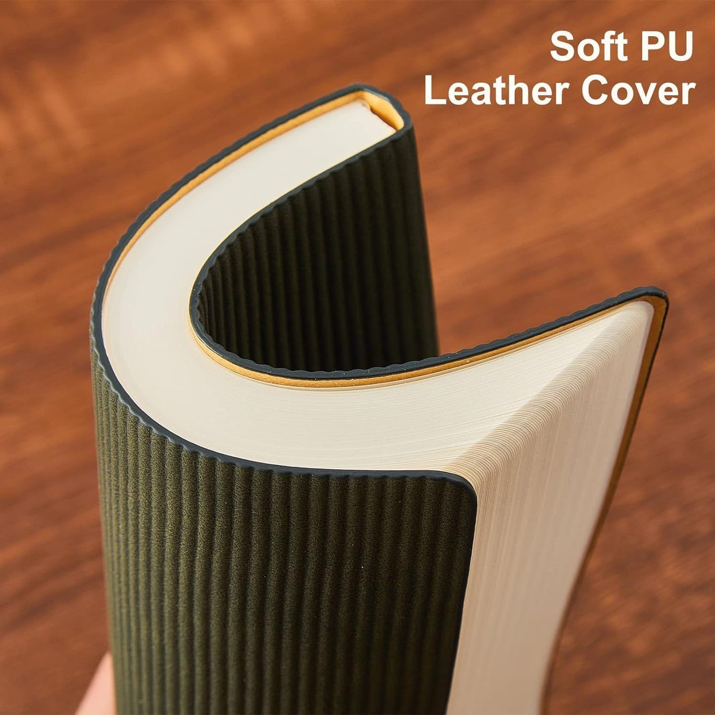 Lined Journal Notebook for Work College Ruled Note Book 5.79"x8.27" A5 PU Leather Daily Journaling 216 Pages for Women Men Writing Home School Supplies Business (A5 Lined 216pages, 2 Pack-Khaki/Green)
