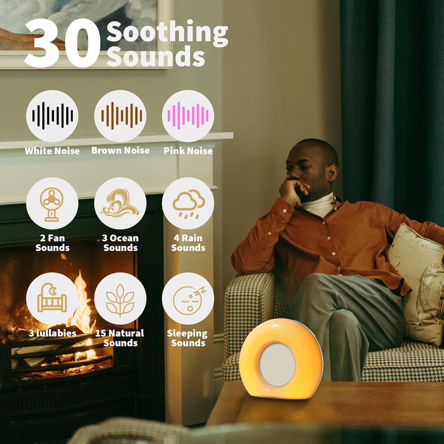 Sound Machine White Noise Machine with 30 Soothing Sounds 36 Levels Volume 5 Timers and Memory Function Effectively Blocks Noise Ideal Sleep Machine for Baby Kids Adults Night Light