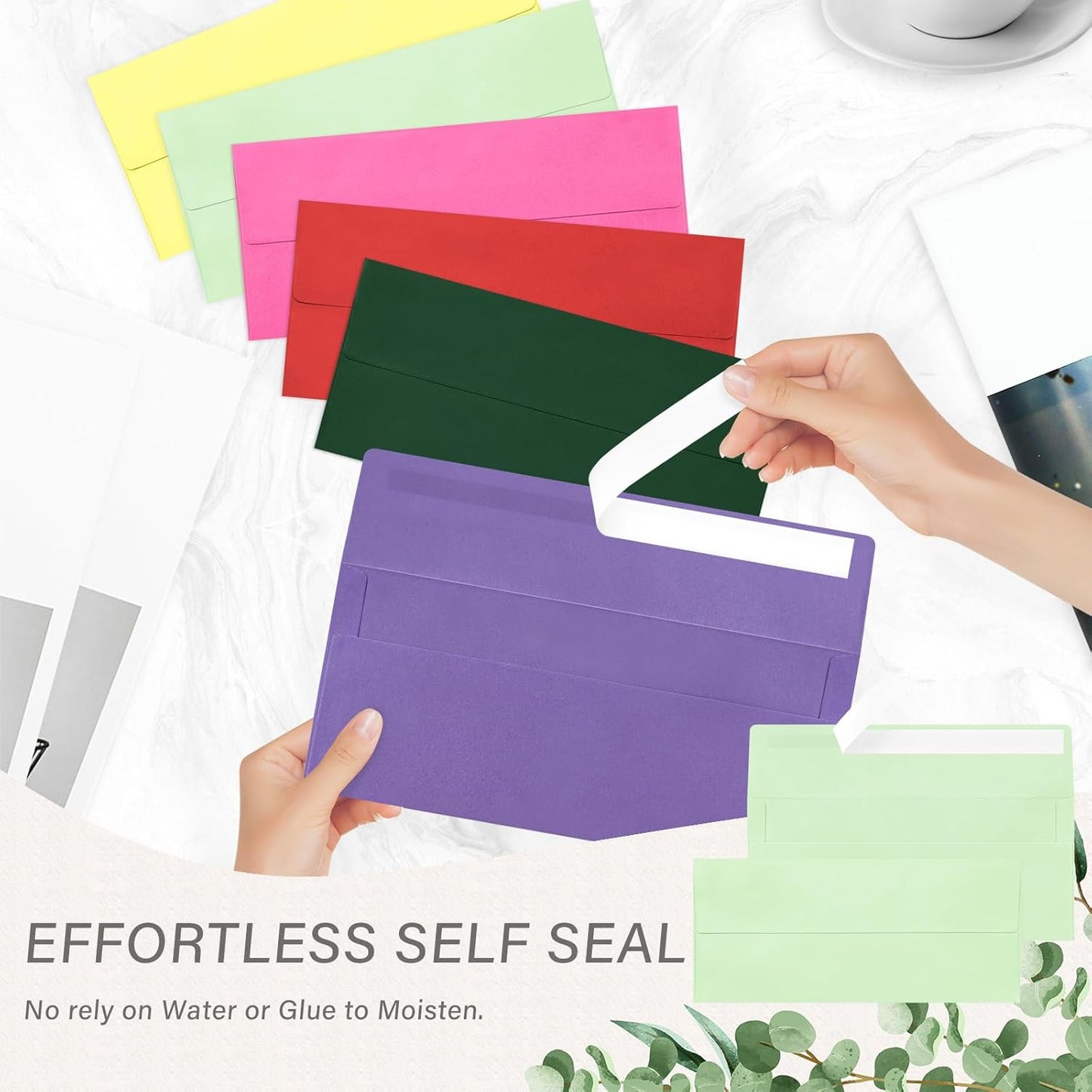 50 Pack #10 Business Envelopes, Self Seal Standard Light Green Envelopes for Secure Business & Legal Mailing, Office, Checks, Letter, Invoices, 4 1/8 x 9 1/2 Inches