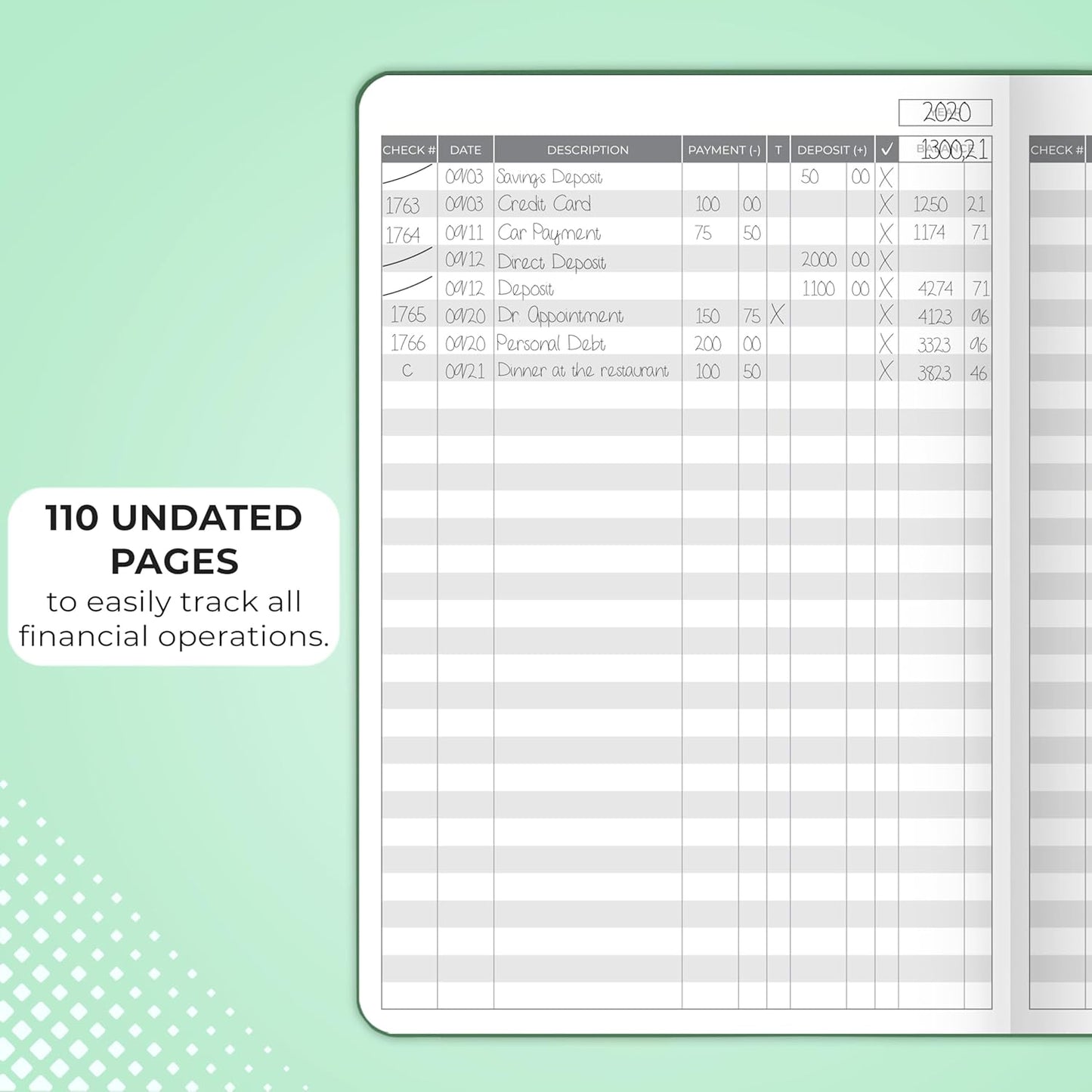 Clever Fox Check Register Book - Deluxe Transaction Register, Accounting Ledger Book, Checkbook Register & Checking Account Register Book for Personal and Work Use, A5 Hardcover - Dark Green