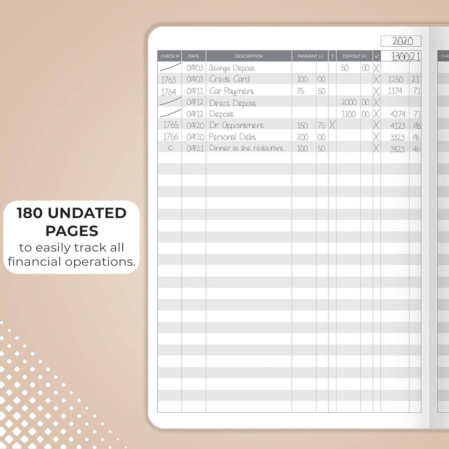 Clever Fox Check Register Book - Deluxe Transaction Register, Accounting Ledger Book, Checkbook Register & Checking Account Register Book for Personal and Work Use, Large Size, 7x10” - Rose Gold