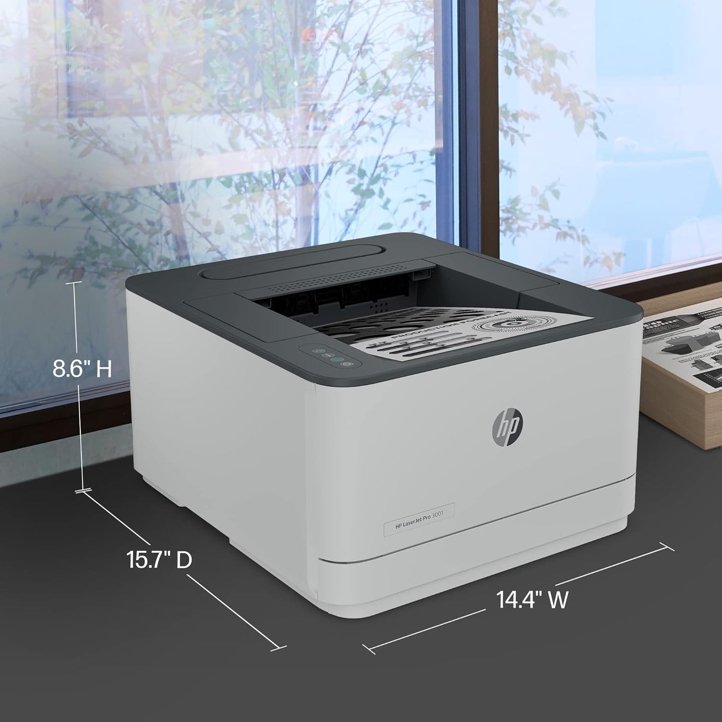 HP LaserJet Pro 3001dw Wireless Black & White Printer, Best-for-Office (3G65OF)