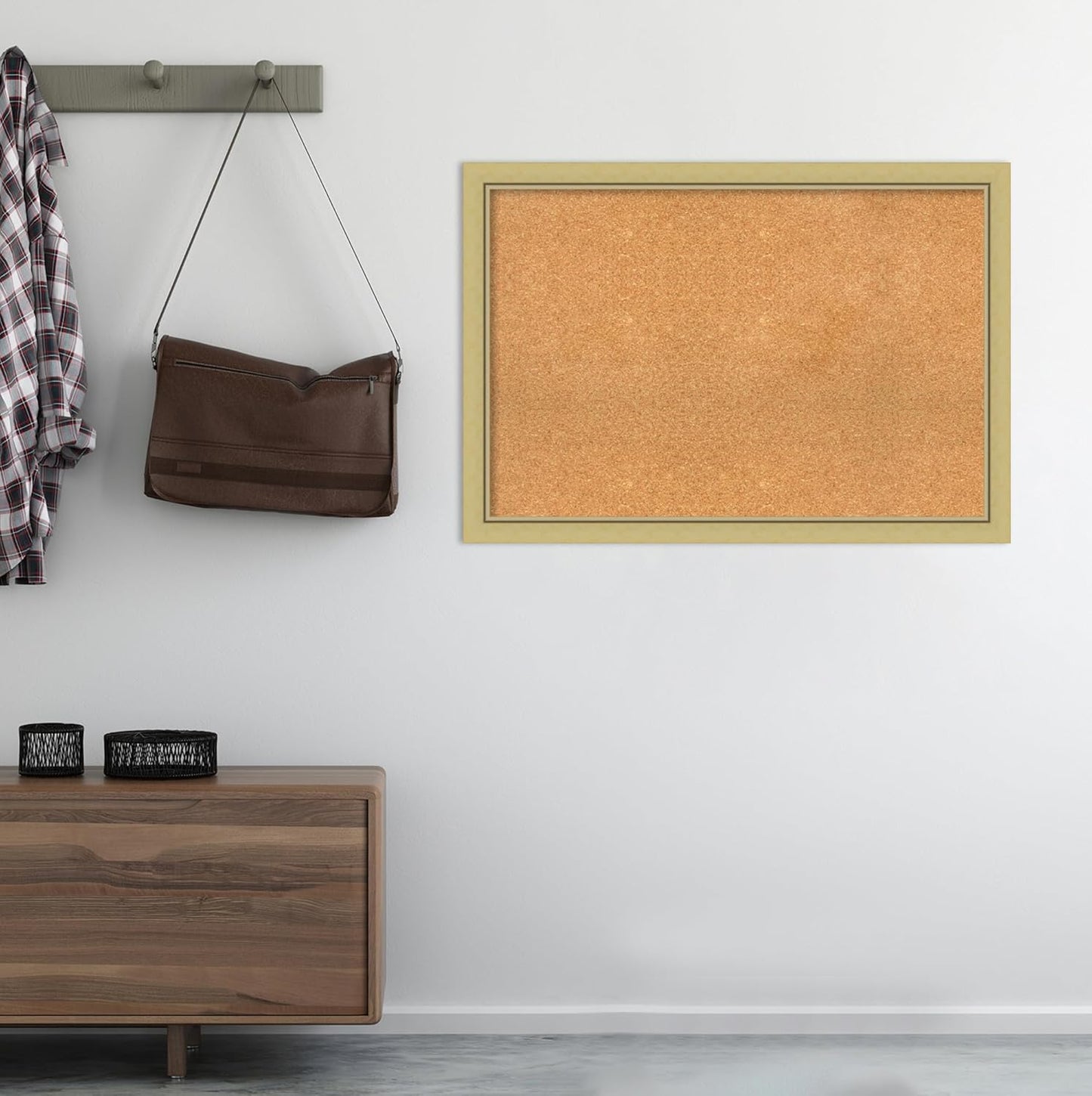 Amanti Art Natural Cork Board for Wall, 27x39 Vision Board with Gold Frame, Large Corkboard Office Decor for Home Organization, Casual Corkboard Pinboard to display items for home organization
