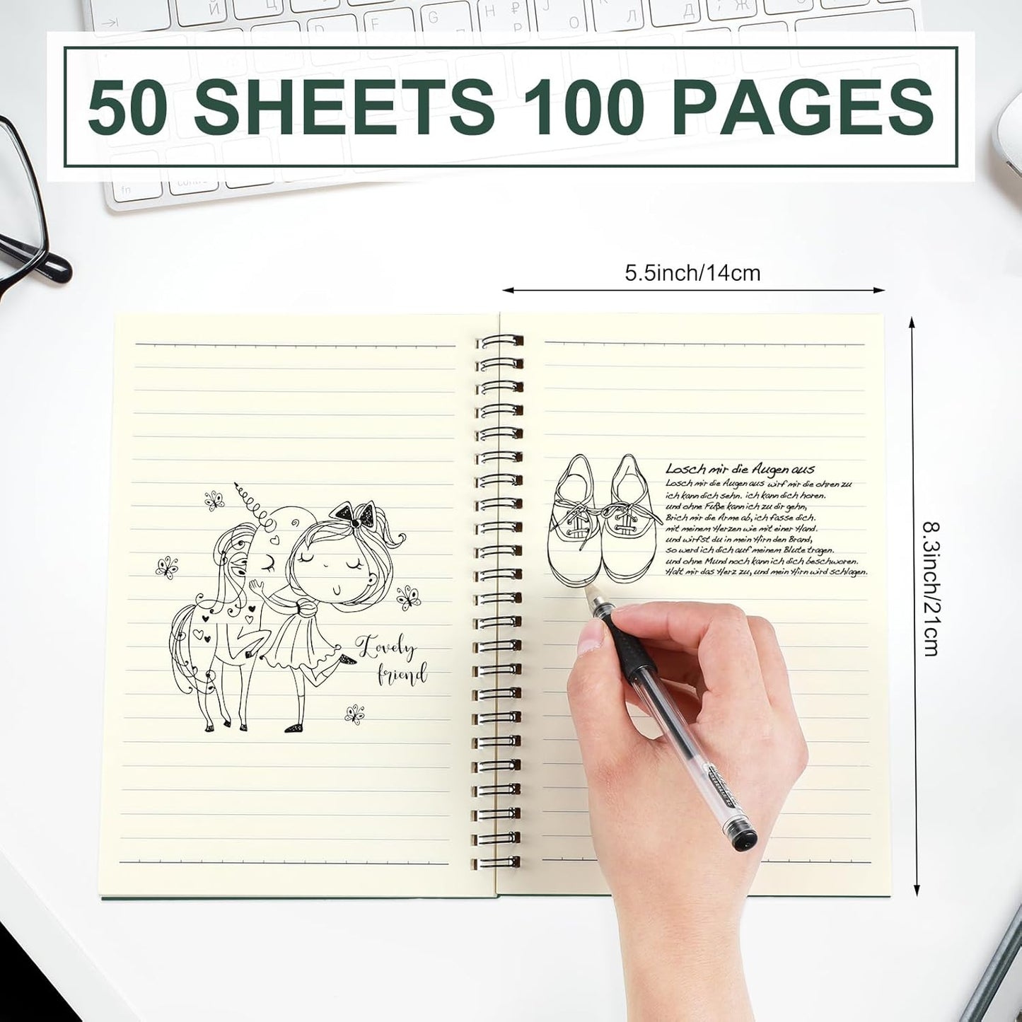 Yahenda Spiral Notebook Bulk A5 Journal Lined 8.3'' x 5.5'' Writing Composition Paper Small Notepad Subject Notebook for Students Office Business Back to School Supplies(Deep Green,72 Pcs)