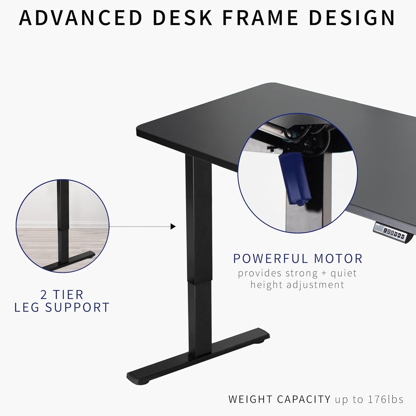 VIVO Electric 60 x 24 in Standing Desk, Memory Height Adjustment, 1B Series, One-Piece Dark Gray Top, Gray Frame, DESK-KIT-1G6G
