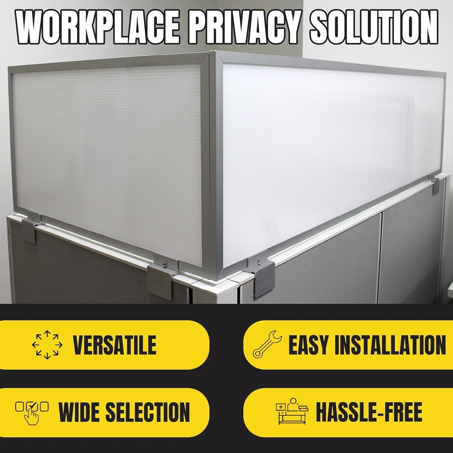 OBEX Privacy Screen & Office Panel Extender for Office Cubicles, Polycarbonate Desk Privacy Panel & Divider for Office Cubicle, 24" x 42", White