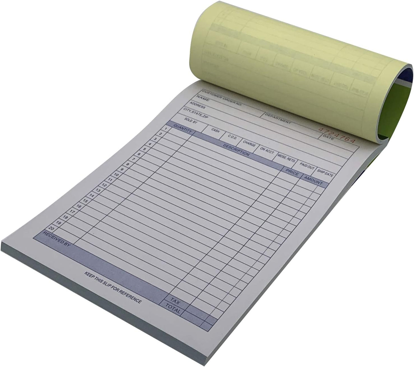 5 Pack Large Sales Order Book Receipt Invoice Duplicate Carbonless 50 Sets 5.9/16" X 8.7/16"