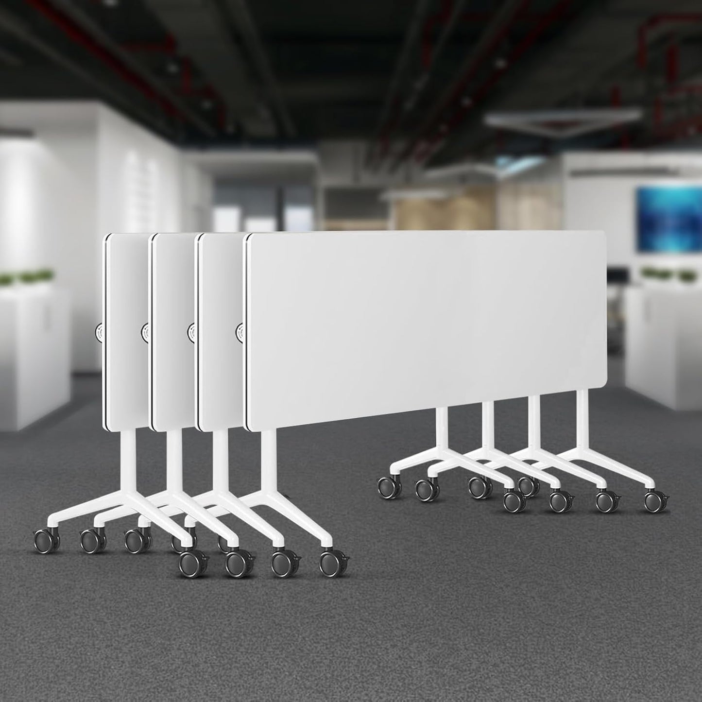 Folding Conference Room Tables 6 Pack, Foldable Modern Mobile Meeting Table Desk Training Table 6FT Large Rolling OfficeTable for Conference Training Classroom (4, 47.2" * 23.6" * 29.5")