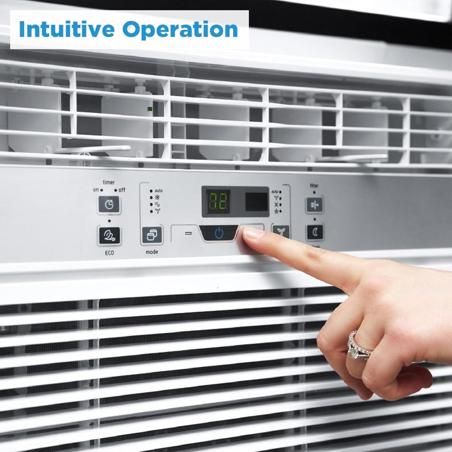 Midea MAW08R1BWT EasyCool 8,000 BTU Window Air Conditioner, Fan-Cools, Circulates and Dehumidifies up to 350 Sq Ft, Reusable Filter, LCD Remote Control, White