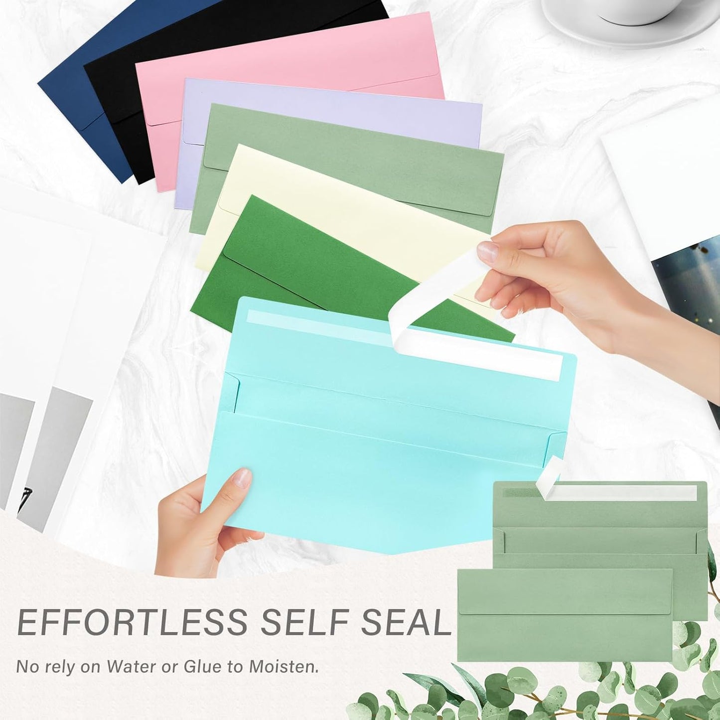 200 Pack #10 Business Envelopes, Self Seal Standard Sage Green Envelopes for Secure Business & Legal Mailing, Office, Checks, Letter, Invoices, 4 1/8 x 9 1/2 Inches