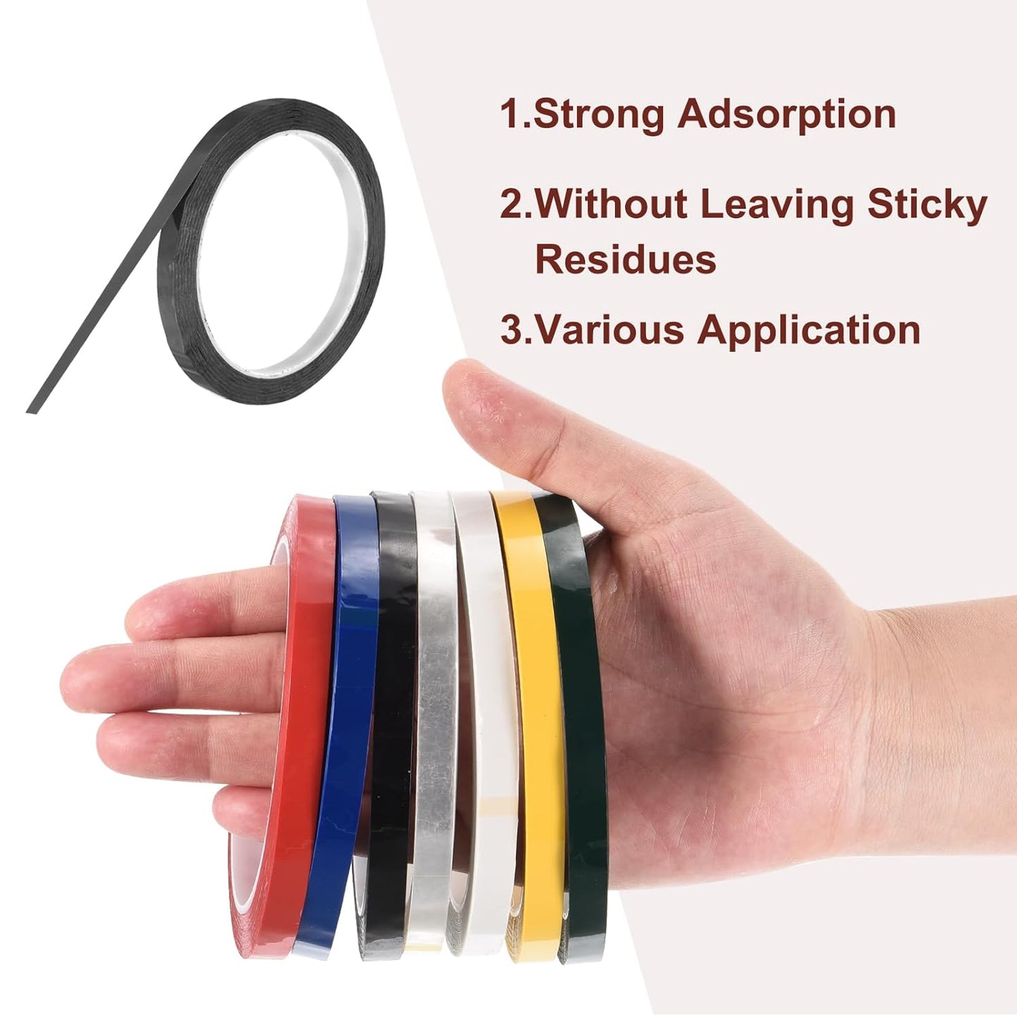 MECCANIXITY 10 Rolls Whiteboard Tape Graphic Chart Tape 8mm 54.7 Yard Art Tape Thin Self-Adhesive Pinstripe Tape Masking Tape for Gift Wrapping Craft Supplies, Black