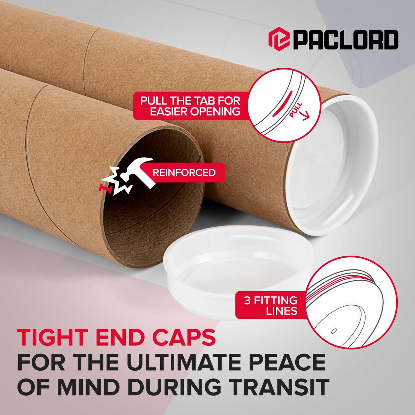 3" x 72" Heavy-Duty Reinforced Cardboard Mailing Tube, Pack of 4 Tubes with 8 Caps – Secure USPS Approved – Great for Shipping and Storing of Prints, Artwork, Posters or Documents