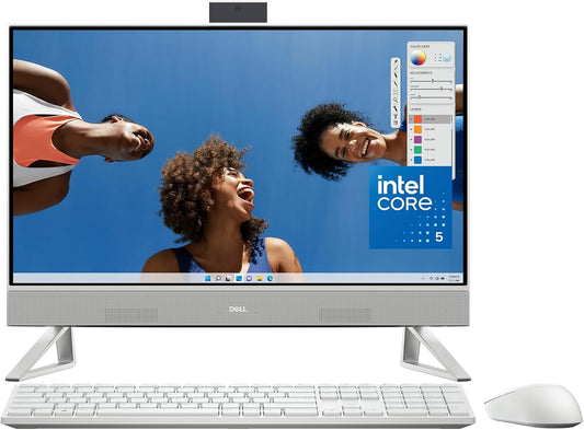 Dell Inspiron 5430 All in One Desktop - 23.8-inch FHD (1920 x 1080) Display, Intel Core 5-120U, 8GB DDR4 RAM, 512GB SSD, Intel Graphics, Windows 11 Home, Onsite & Migrate Service - White