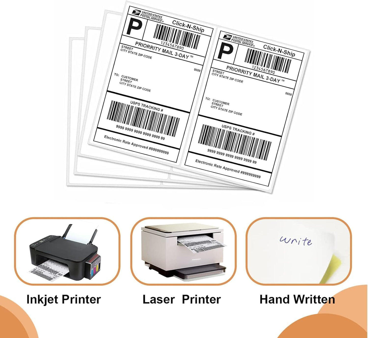 Shipping Labels 2 Per Sheet Round Corner Half Sheet Labels Mailing Labels for Packages Laser & Inkjet Printer Labels, 8126/5126 (4000sheets-8000labels)