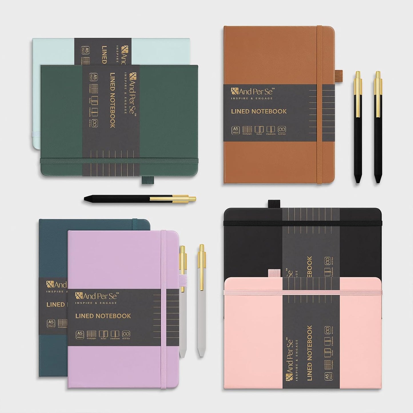 A5 Lined Leather Journal and Pen Set (3 packs), Hardcover Notebook with Pen, 160 Pages 100gsm Thick Ruled Paper for Men Women, for Work, Business, School or Home Writing, 5.7'' x 8'' (Purple)