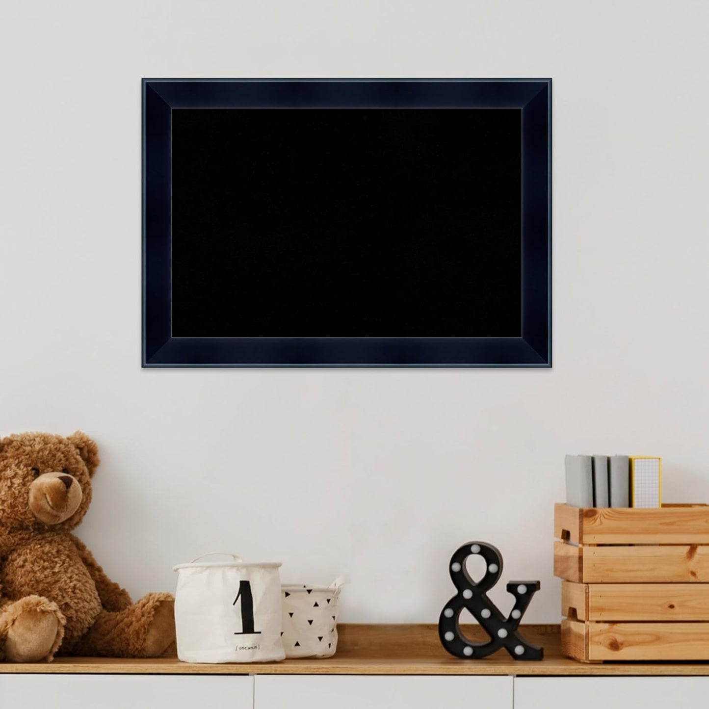 Amanti Art Black Cork Board for Wall, 14x20 Vision Board with Black Wood Frame, Small Corkboard Office Decor for Home Organization, Modern Corkboard Pinboard to Display Items for Home Organization in