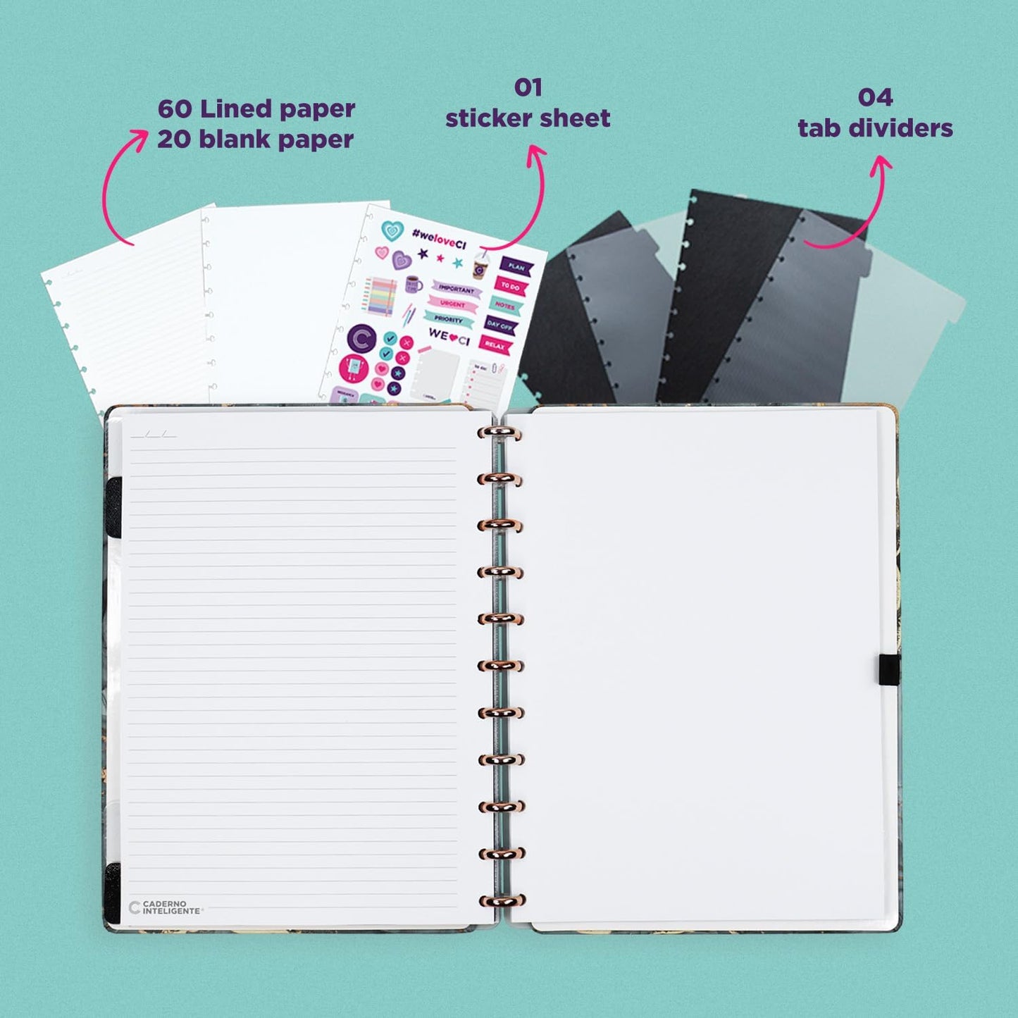 Discbound Premium - Plan, Organize, Customize, and Create with Ease. For Work Meetings, School, Journal, or Daily Use 80 Pages (Golden Love LARGE 7.87 in x x 10.82 in)