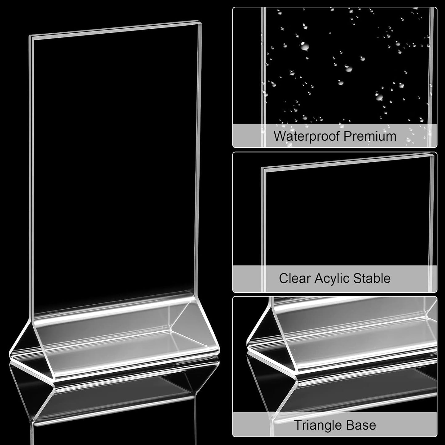 24 Pack Acrylic Sign Holder, Plastic Clear Table Display Holder Double Sided Menu Display Stands T Shaped Card Picture Frames for Office, Weddings, Meetings, Hotels, Restaurants (4 x 6 Inches)