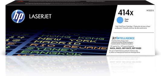 HP 414X Cyan High-yield Toner Cartridge | Works with HP Color LaserJet Enterprise M455dn, MFP M480f; HP Color LaserJet Pro M454 Series, MFP M479 Series | W2021X