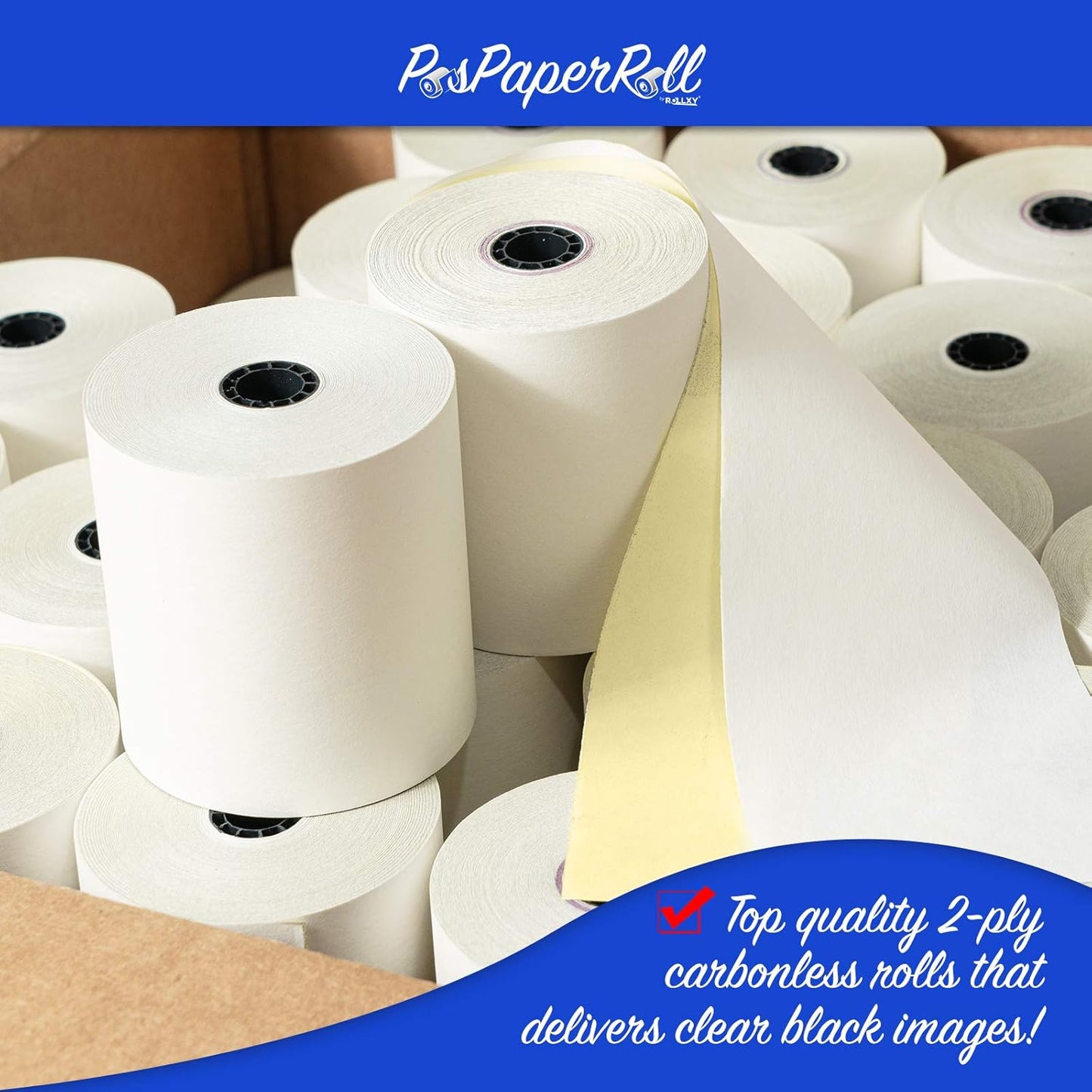 50 Rolls 3" x 95' 2-Ply Carbonless White/Canary Cash Register Paper for M119 Hypercom T77F (Impact Printer) NCR 7445-1000 Samsung SRP-100 Visit the PosPaperRoll Store