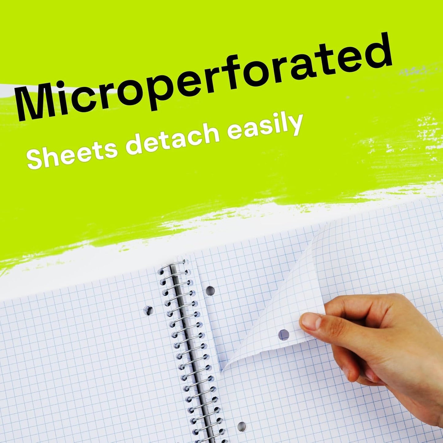Spiral Notebook for School 3 Pack, 1 Subject, 4x4 Graph Ruled Paper, 100 Sheets, 9" x 11", 1 Divider with Pocket, 3 Hole Punched, Plastic Cover, 1/4" Grid Graphing Note Book Bulk, Prussian Blue