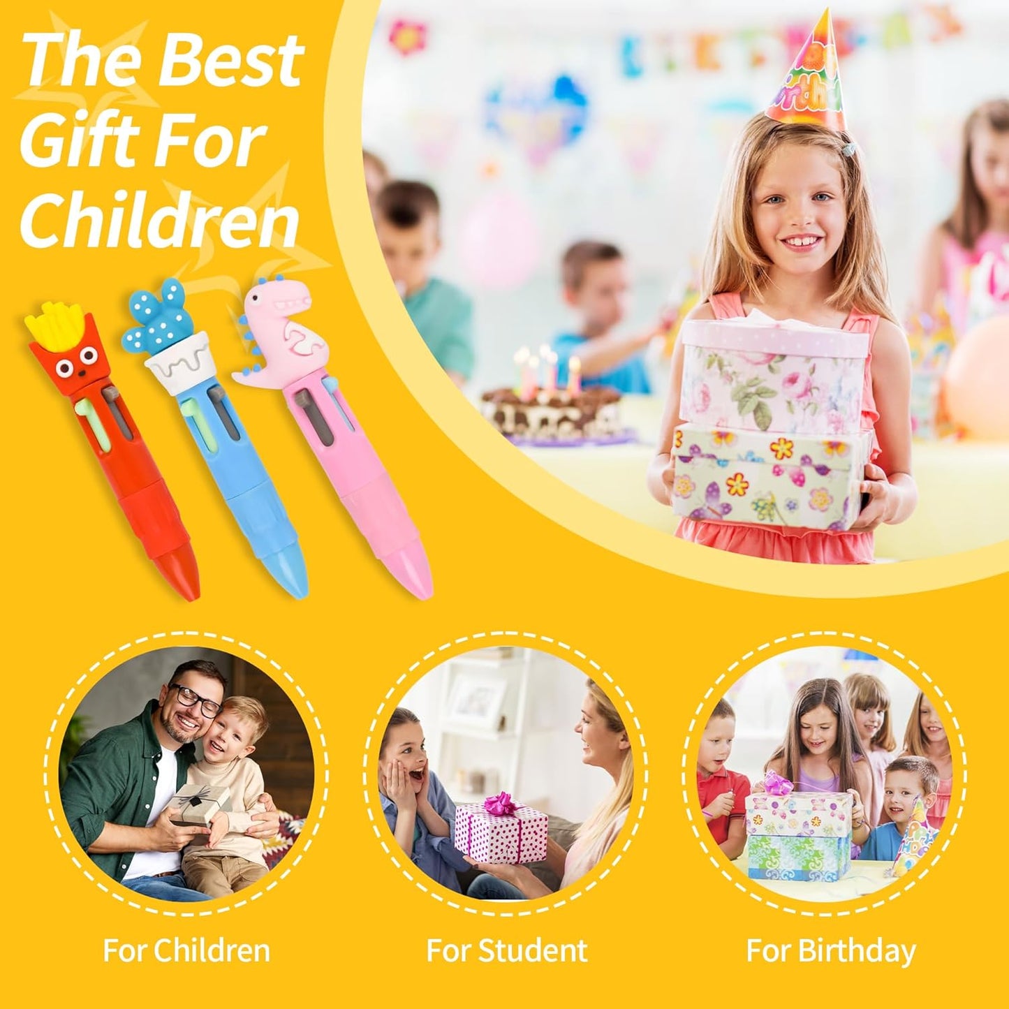 LiYiQ 100 PCS Multicolor Pen in One Fun 4-in-1 Cute Pens Bulk Kawaii Cool Ballpoint Pens for Kids Fun Gifts