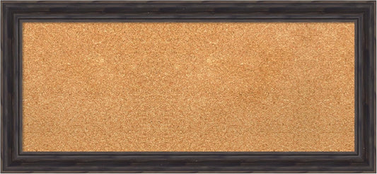 Amanti Art Natural Cork Board for Wall, 15x33 Vision Board with Brown Wood Frame, Medium Corkboard Office Decor for Home Organization, Rustic Farmhouse Corkboard Pinboard to display items for home