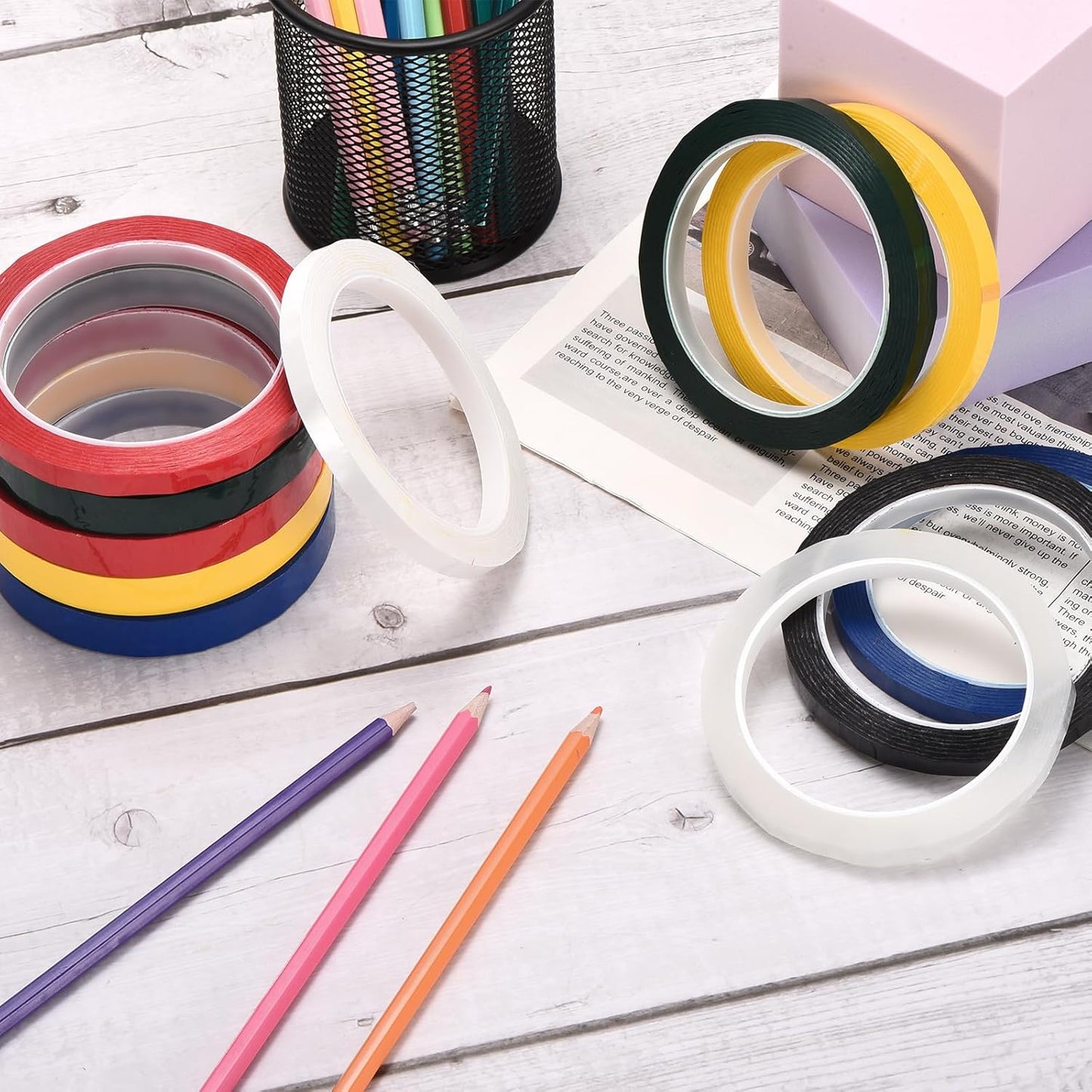 MECCANIXITY 2 Rolls Whiteboard Tape Graphic Chart Tape 40mm 54.7 Yard Art Tape Thin Self-Adhesive Pinstripe Tape Masking Tape for Gift Wrapping Craft Supplies, Green