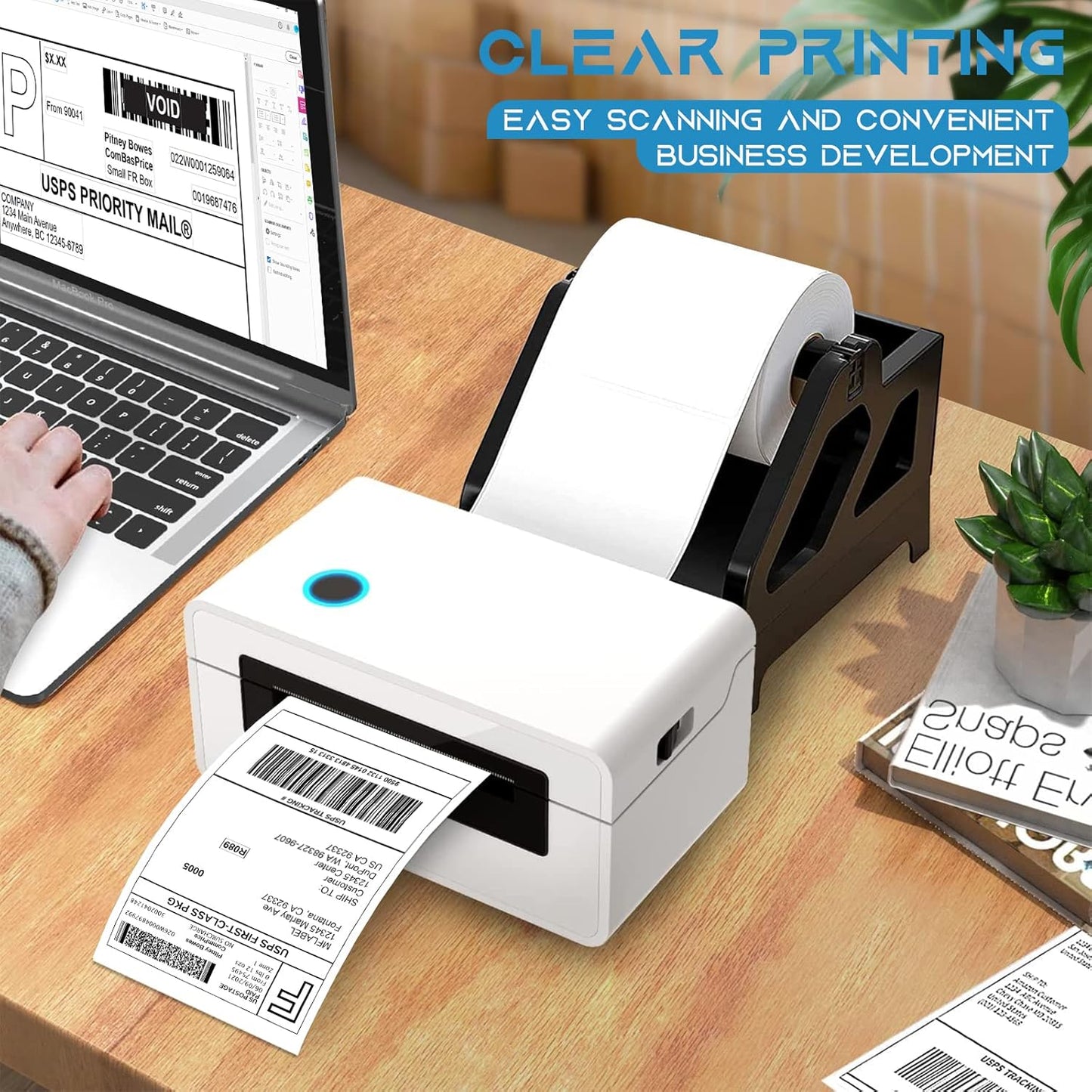 MFLABEL 4x6 Thermal Shipping Labels - 2 Rolls of 250, Perforated & Smudge-Proof Direct Thermal Labels Compatible with Rollo, Zebra, for Amazon UPS FedEx Shopify