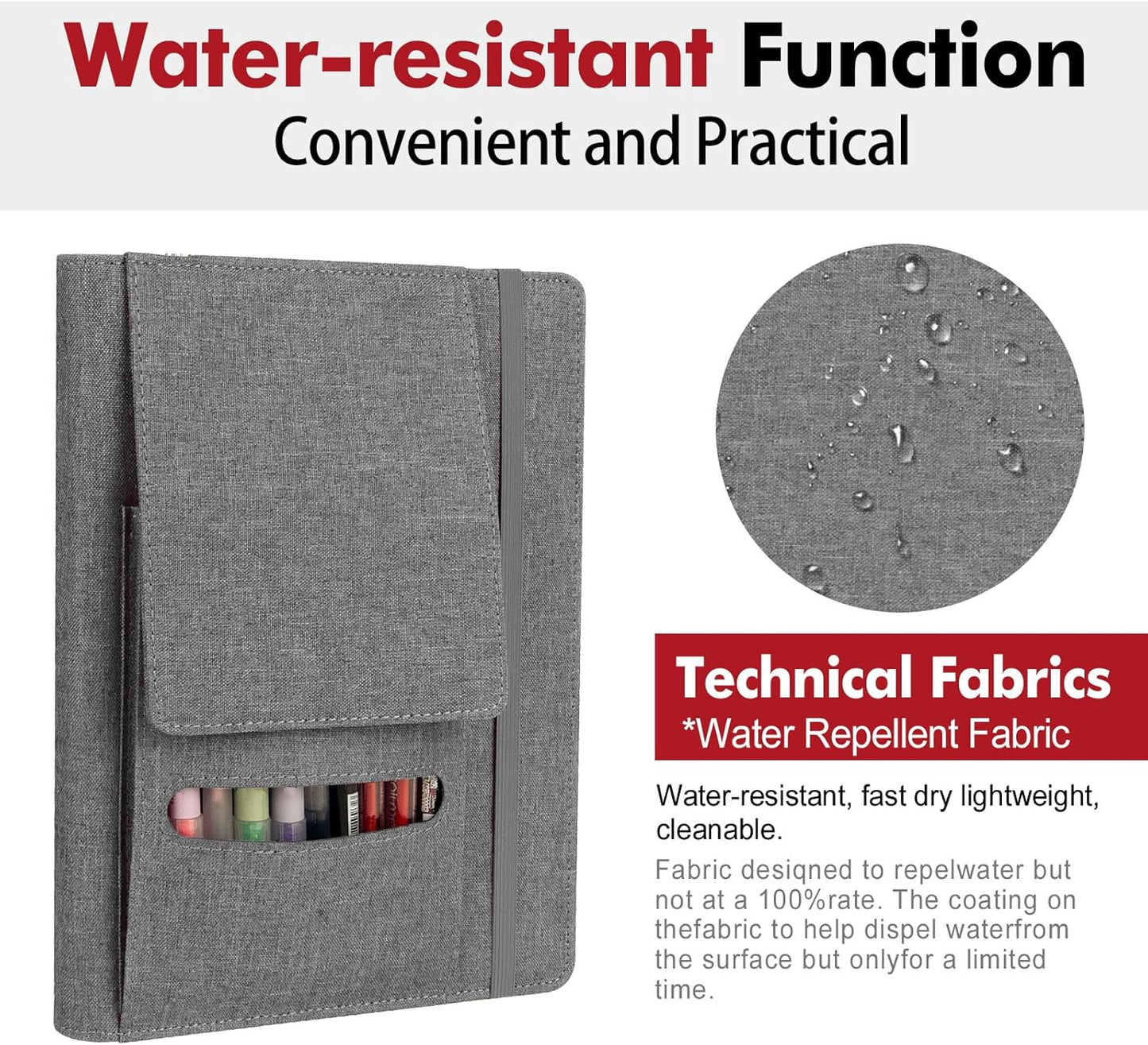 Journal Cover for Rocketbook Flip | Executive Size 6"x8.8" Fits A5, 6"x9" Steno Pad/Notebook & Top Spiral Notepad | Waterproof Protective Case with Pen Loop Holder & File Storage (Gray)