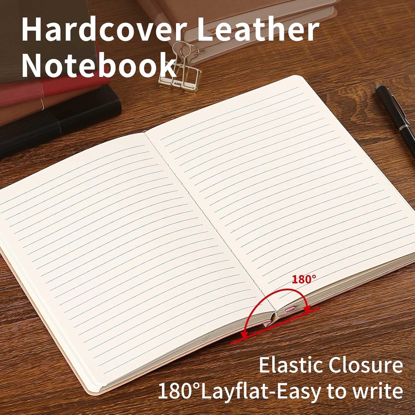 Lined Journal Notebook for Work College Ruled Note Book 5.79"x8.27" A5 PU Leather Daily Journaling 216 Pages for Women Men Writing Home School Supplies Business (A5 Lined 216pages, 10-Brown)