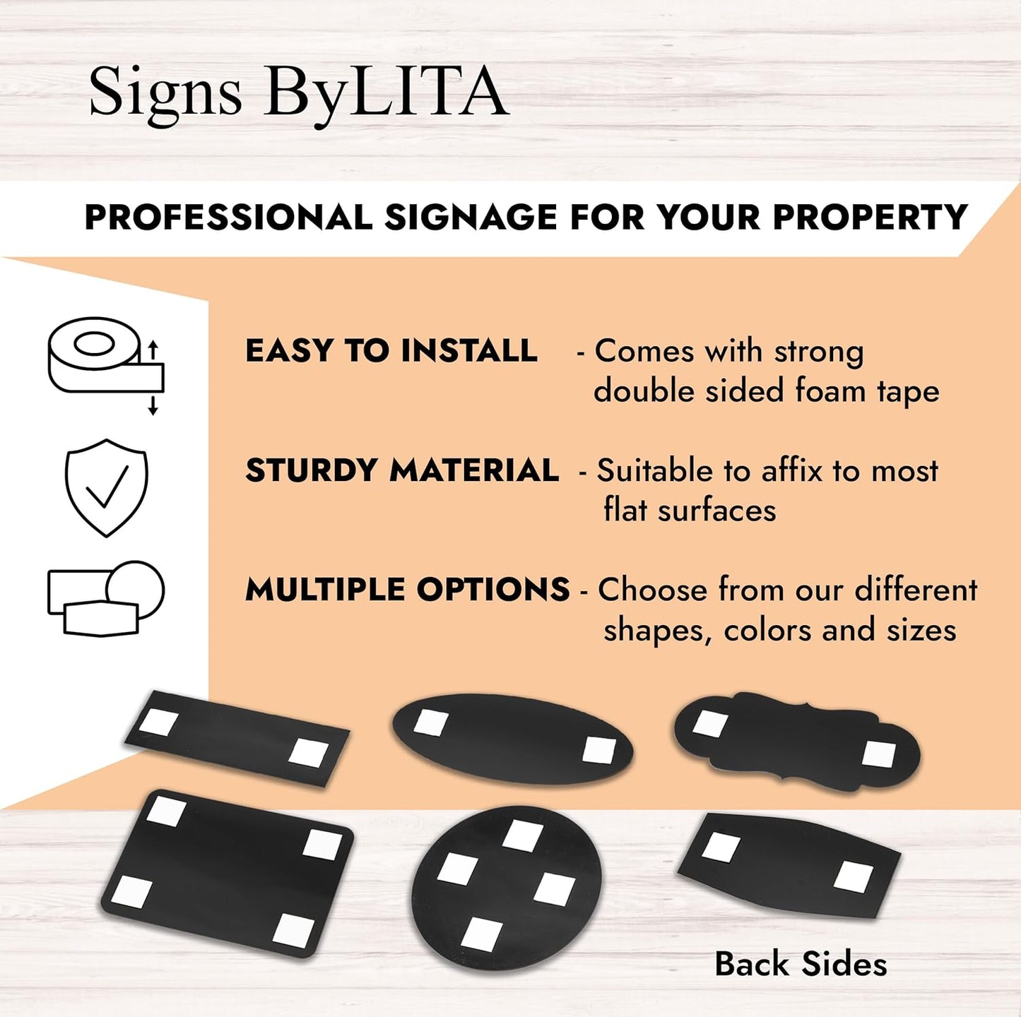 Signs ByLITA Standard Office Sign - Professional Business Signage - Easy to Install (Navy Blue/Gold) - Small 1 Pack