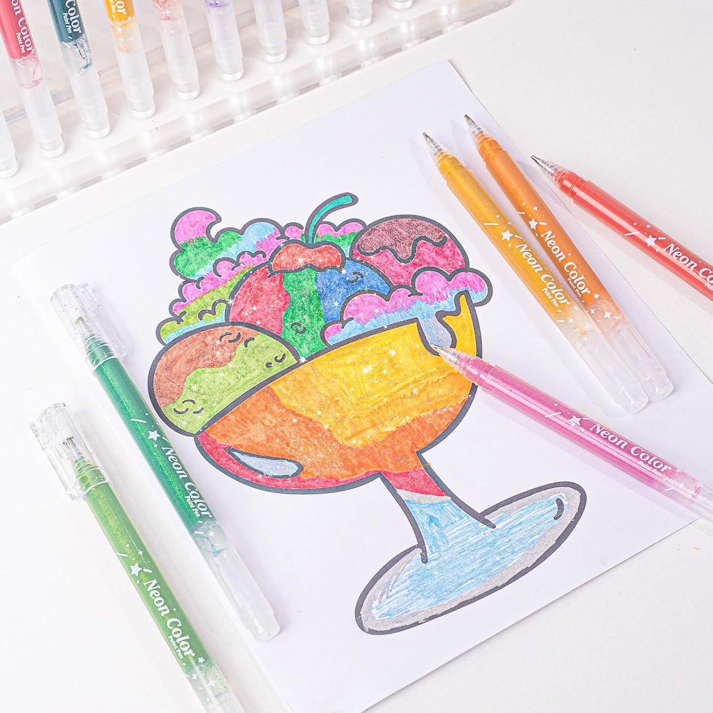 glitter gel pen 36 Colors,Metallic Vibrant Sparkle gel pens for coloring,glitter pens for adults,colored gel pens for Adult Coloring Books and Drawing (24)