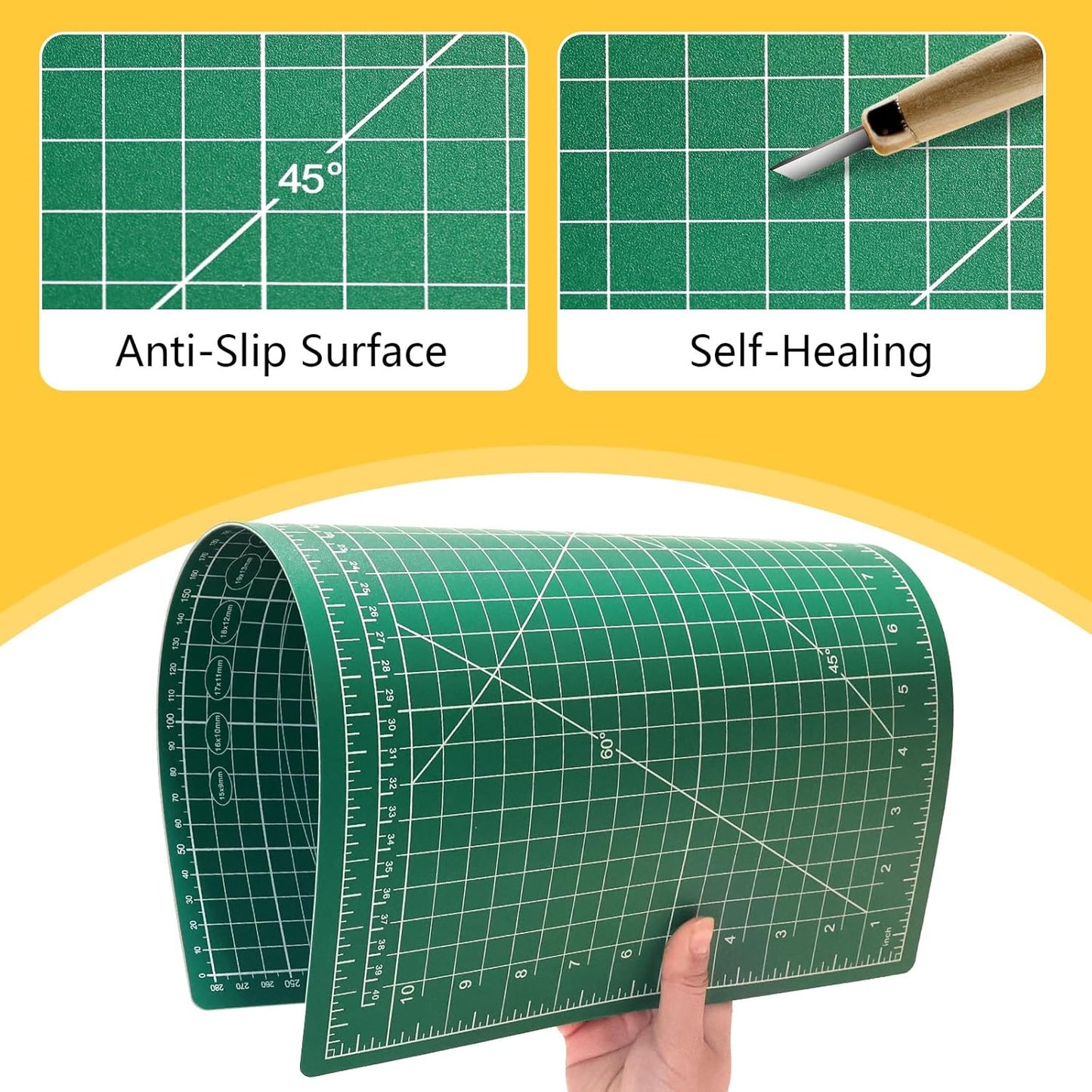 5 Packs Self Healing Cutting Mat 12" x 18" Rotary Cutting Sewing Mat A3, 5-Ply Cutting Board for Fabric Crafting Sewing Scrapbooking Quilting and Precision Cutting