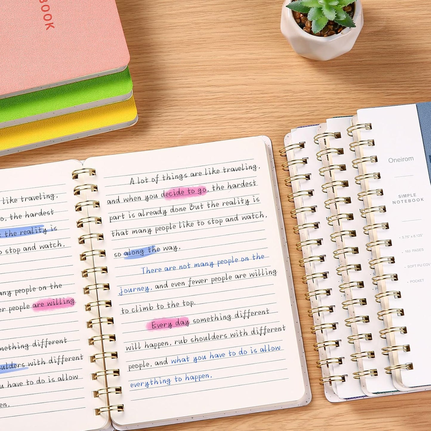 Lined Spiral Notebook College Ruled A5 Journal Book for Note Taking, 160 Pages Writing Journal for Office and Home School Supplies 5.75 x 8.125 inch (6pack-3Black/3NavyBlue)