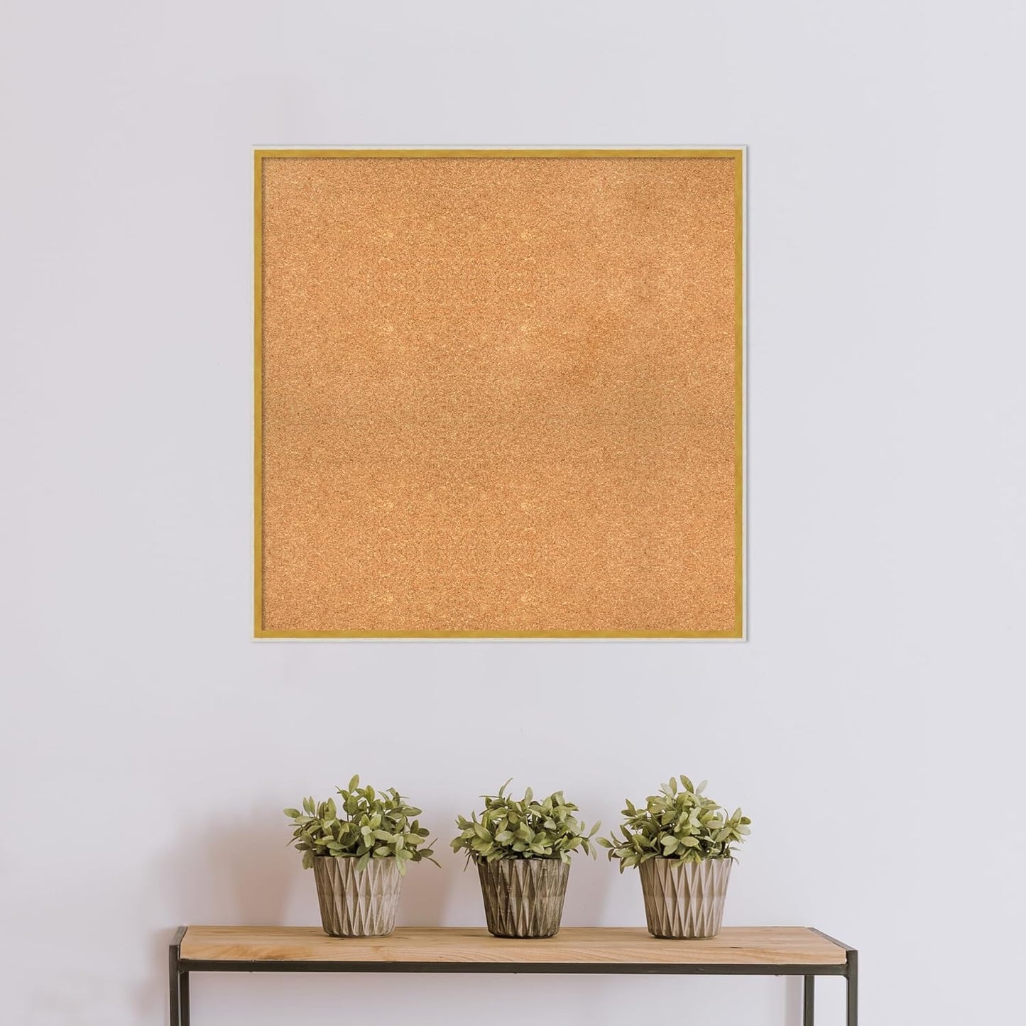 Amanti Art Natural Cork Board for Wall, 33x33 Vision Board with White Frame, Large Corkboard Office Decor for Home Organization, Modern Corkboard Pinboard to Display Items for Home Organization in