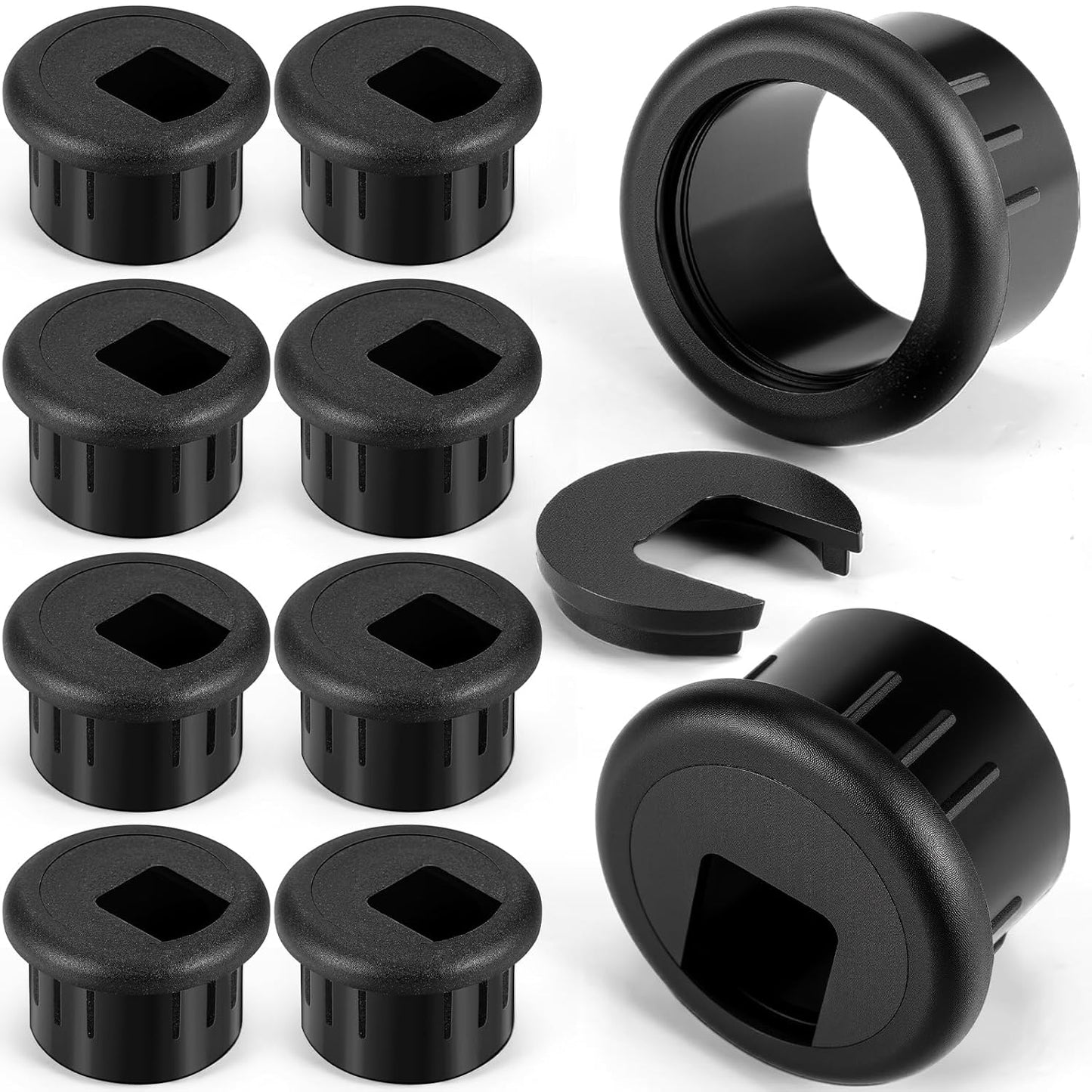 SATINIOR 20 Packs Desk Cable Wire Grommet Cord, PC Computer Desk Plastic Grommet Cord, Tidy Cable Hole Cover Organizers, 25 mm/ 1 Inch Mounting Hole Diameter