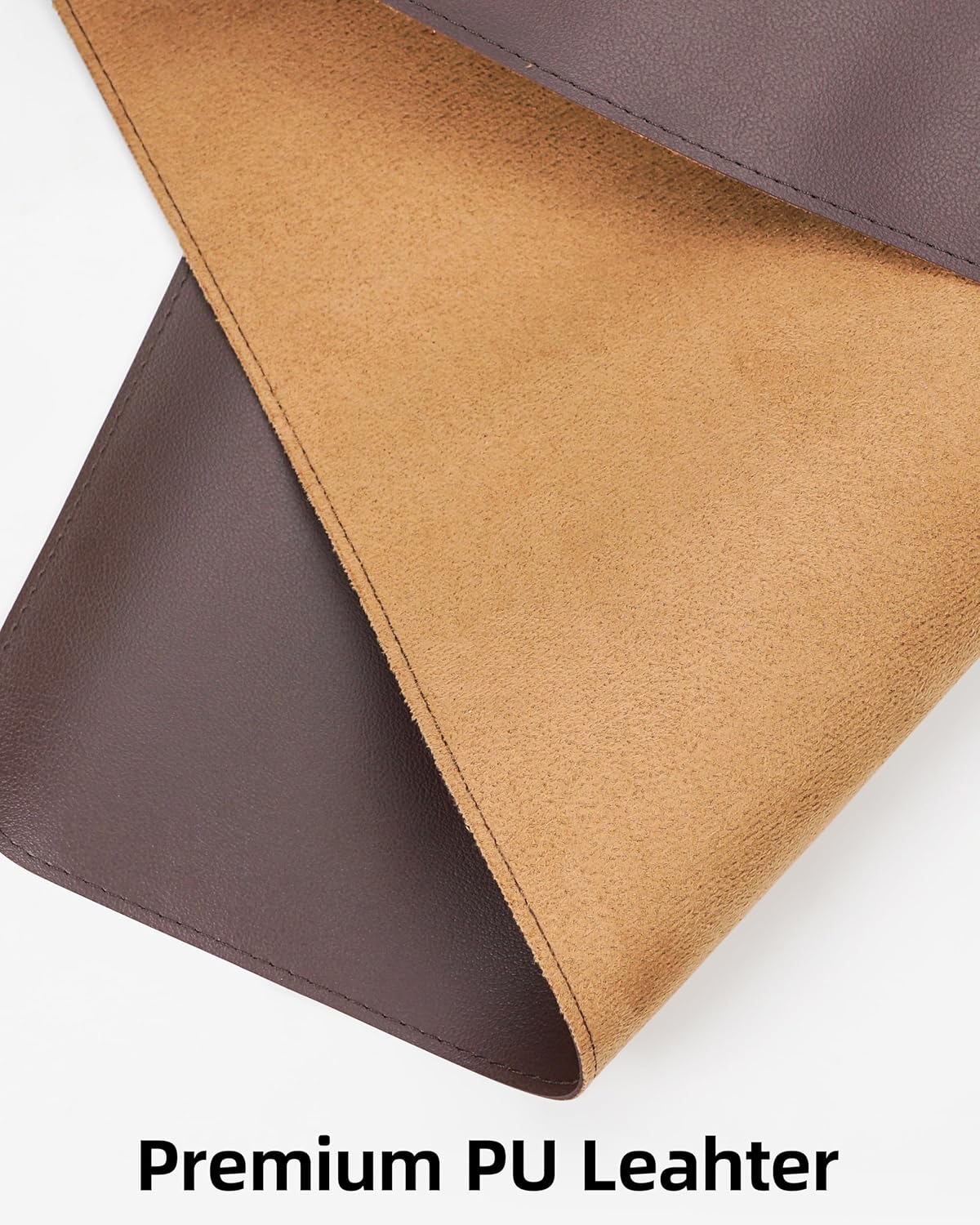 Large Desk Pad Mat - Waterproof Mouse Pad & Desk Protector, Non-Slip XL PU Leather Gaming Mat for Keyboard/Mouse, Stitched Edge with Ergonomic Support, 47"x17" (Coffee)