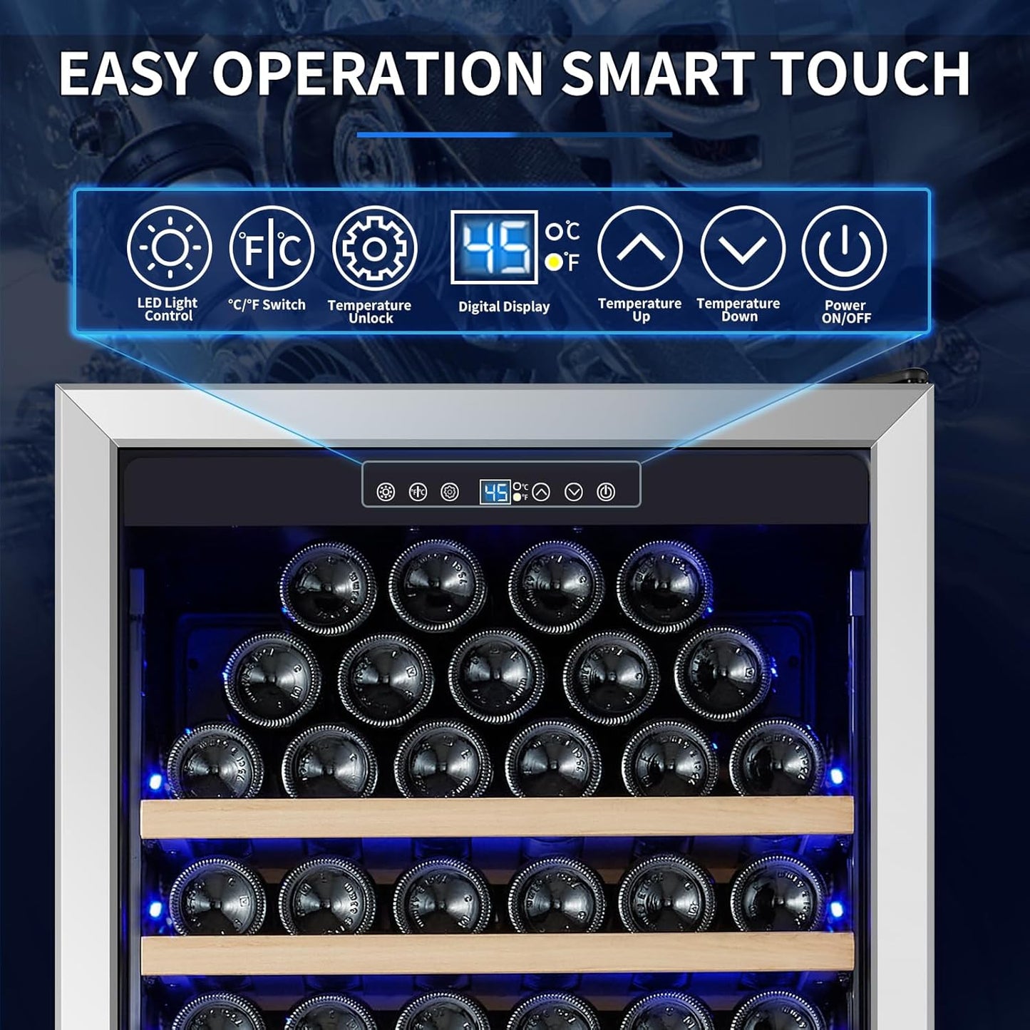 Large 200 Bottle Wine Fridge - 24 Inch Wine Cooler Refrigerator, Freestanding and Built-in Design, Upgraded Compressor Cooling, Intelligent Temperature Memory