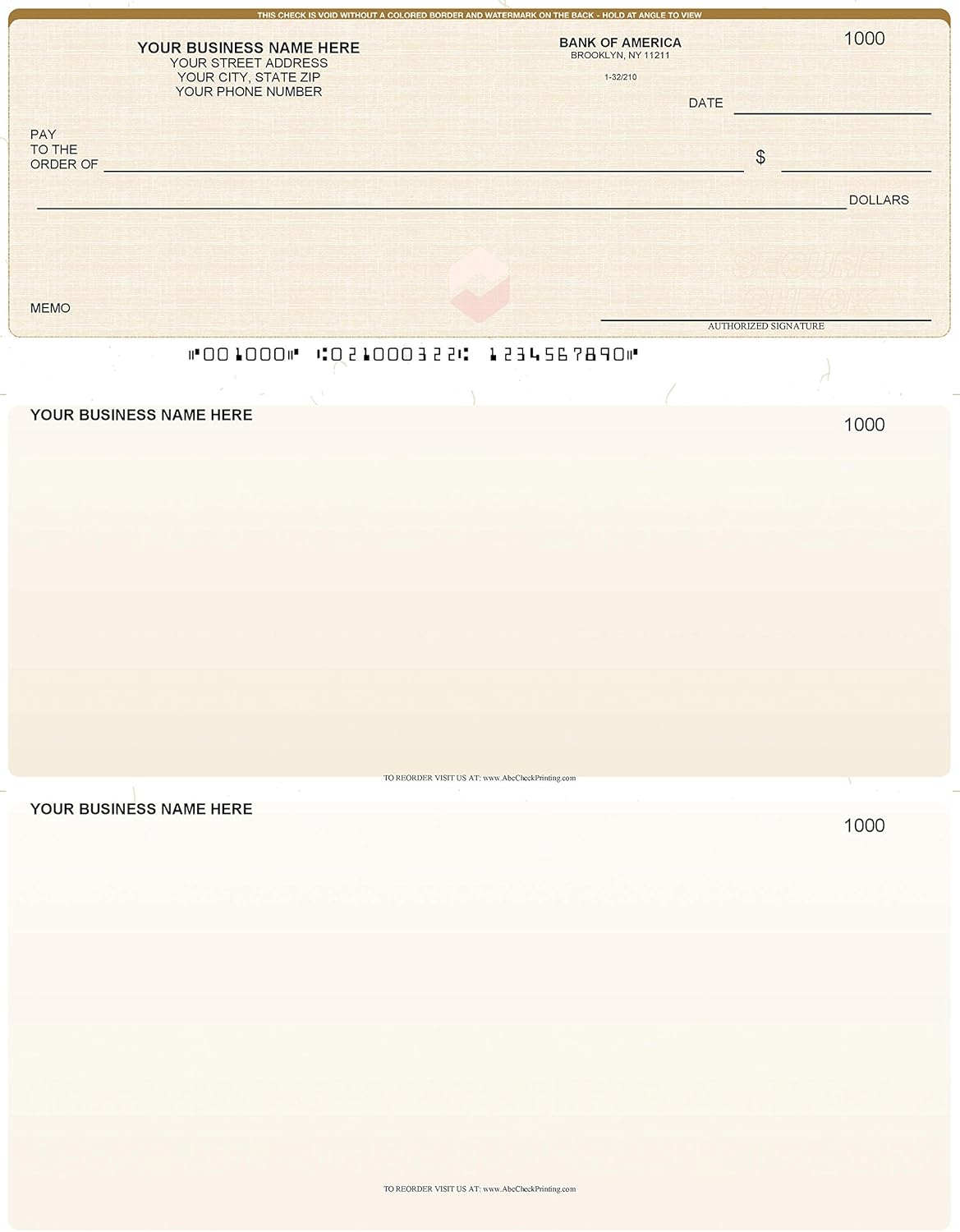 ABC Computer Checks Compatible w/QuickBooks, Checks on Top, Gold Linen (250 Sheets)