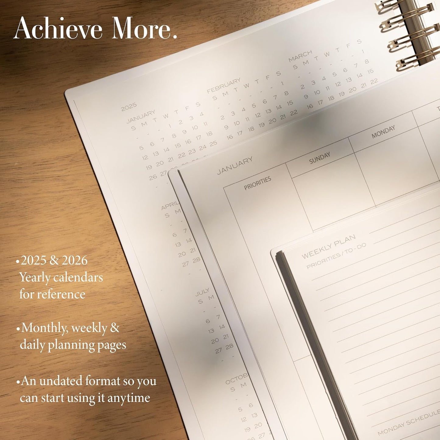 Anecdote Planner 2026 (8.5" x 10") Spiral Yearly Planner - 2026 Planner Weekly and Daily - Features a Library Buckram Cover, Brass and A4 Size Bleed-Resistant Paper - Organize All 52 Weeks. Start Anytime – Blossom