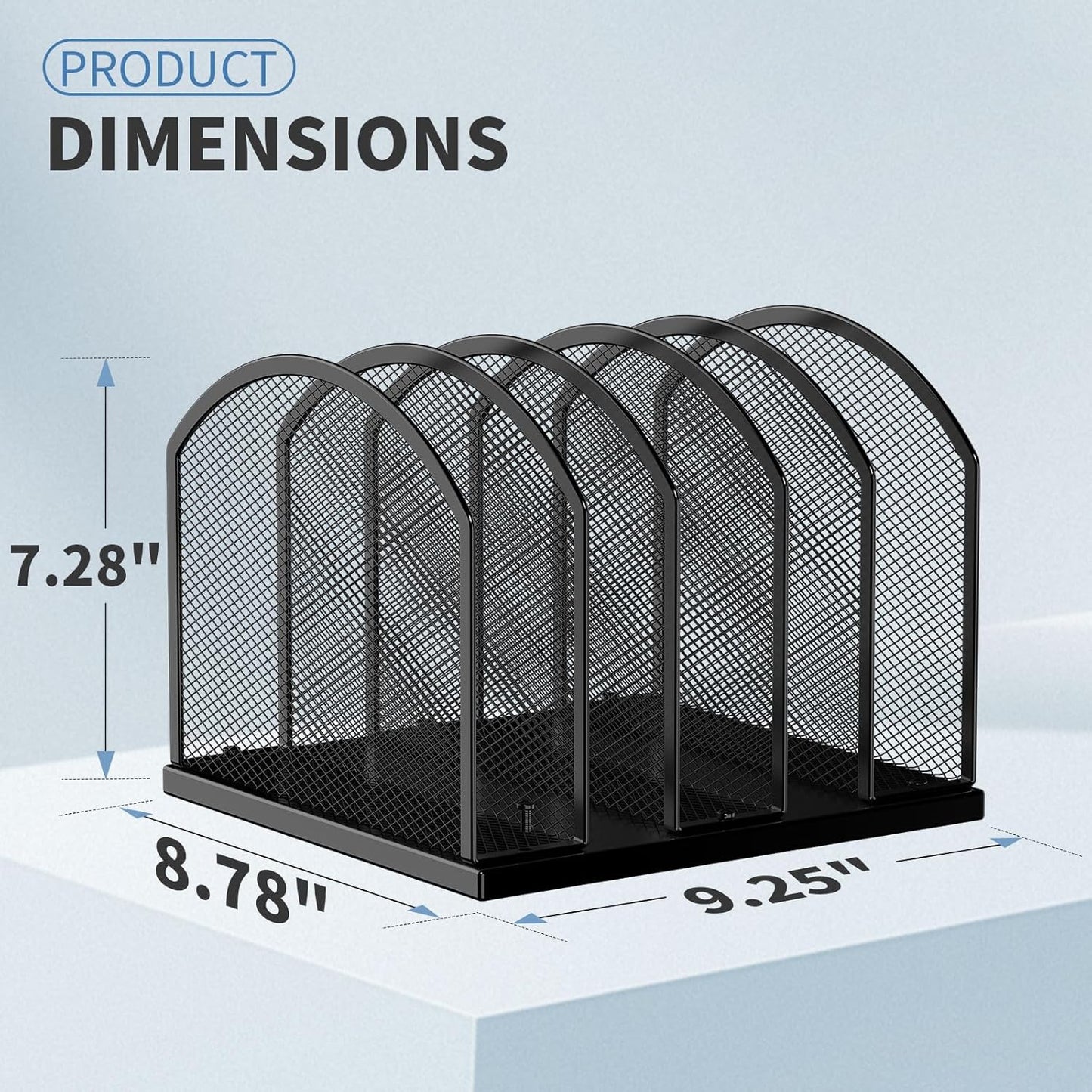 5-Section Vertical Desktop Organizer, 5-Section Mesh File Folder Stand Sorter for Office Home Classroom Organization (2, Black)